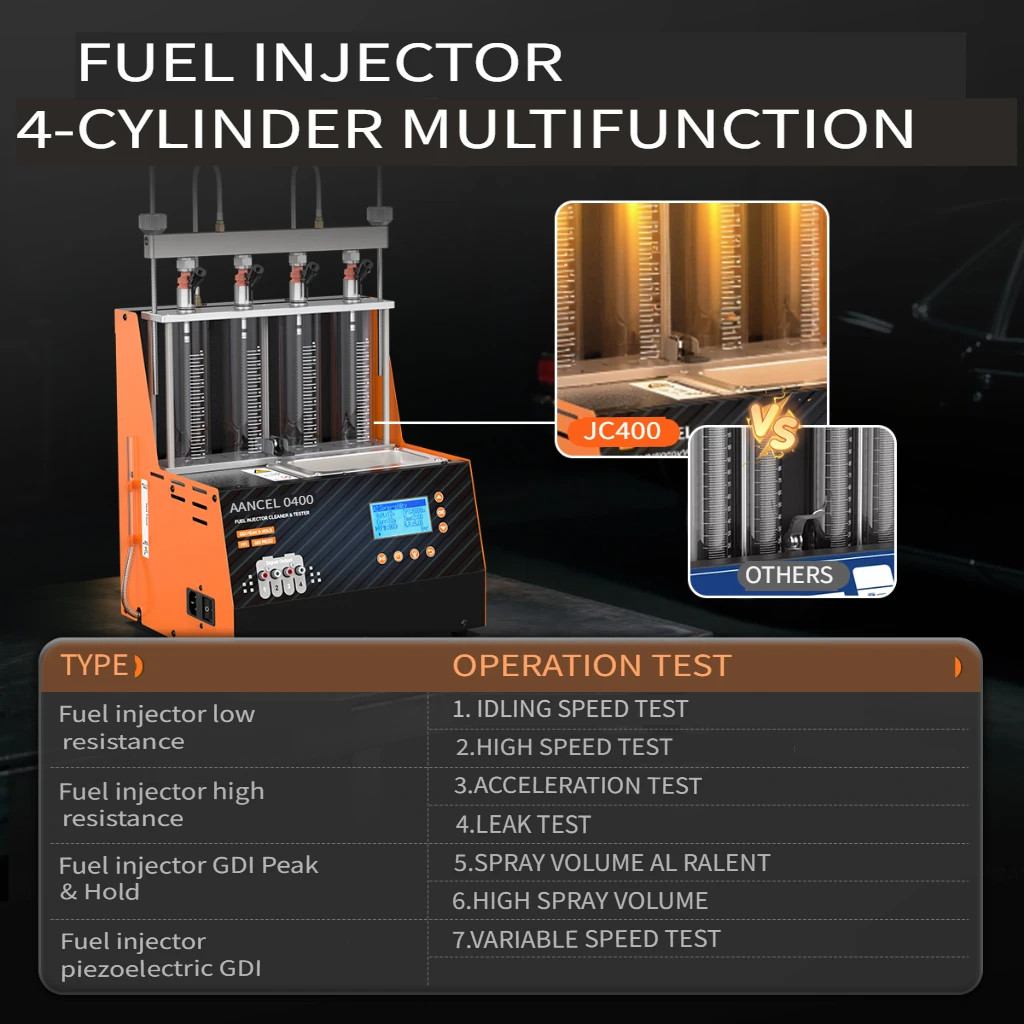 Ultrasonic EFI GDI Fuel Injector Cleaner 4-Cylinder Injection Nozzle Cleanning