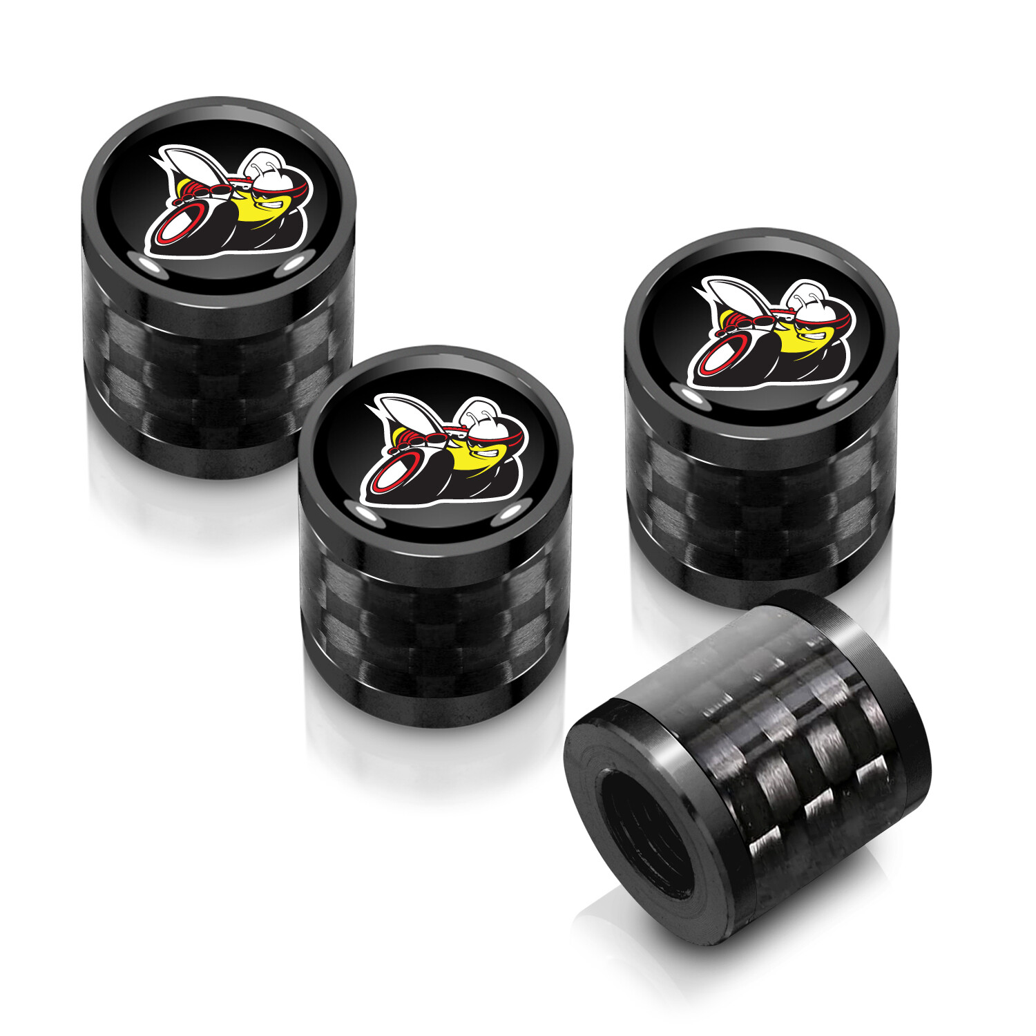 Dodge Scat-Pack in Black Carbon Fiber Barrel Black Aluminum Tire Valve Caps