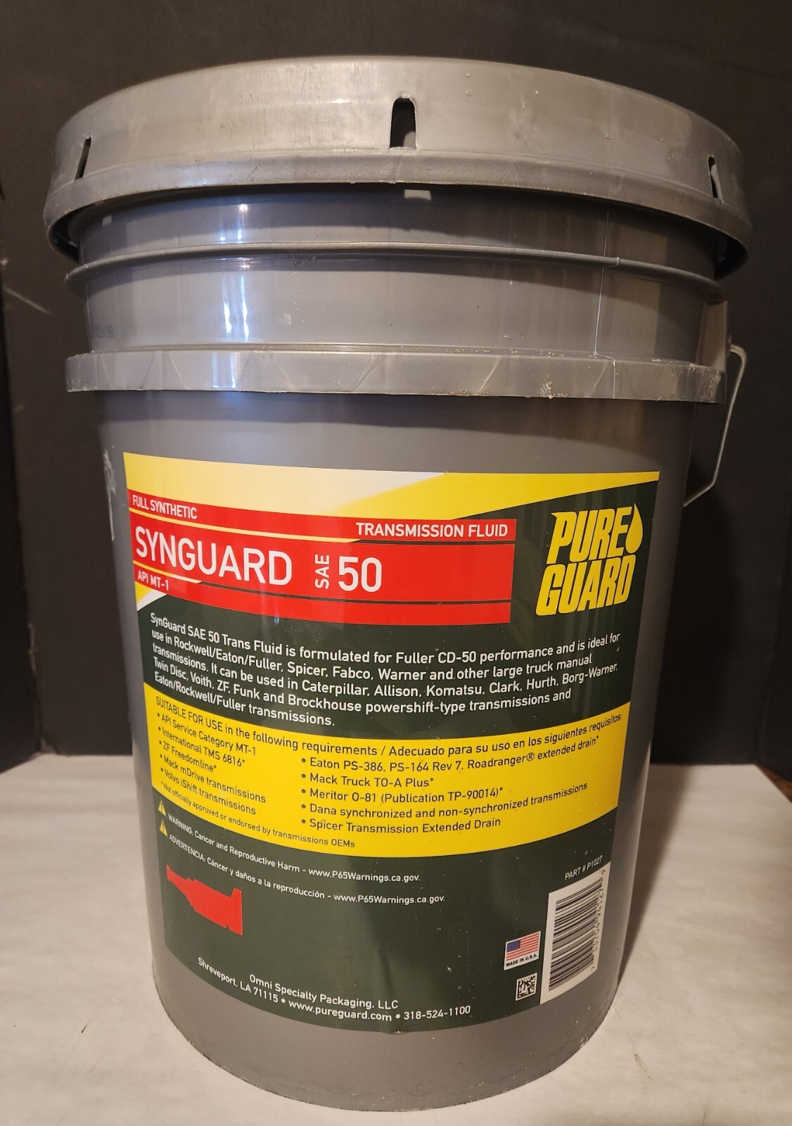 PUREGUARD SAE 50 API MT1 Transmission HEAVY DUTY Manuel CD50 (5 Gallon)