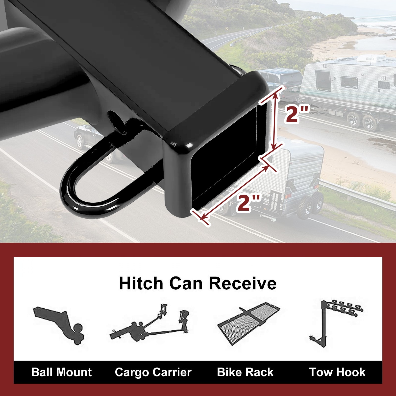 Black For Honda CR-V 2017-2023 Towing Trailer Hitch 2” Receiver Class 3