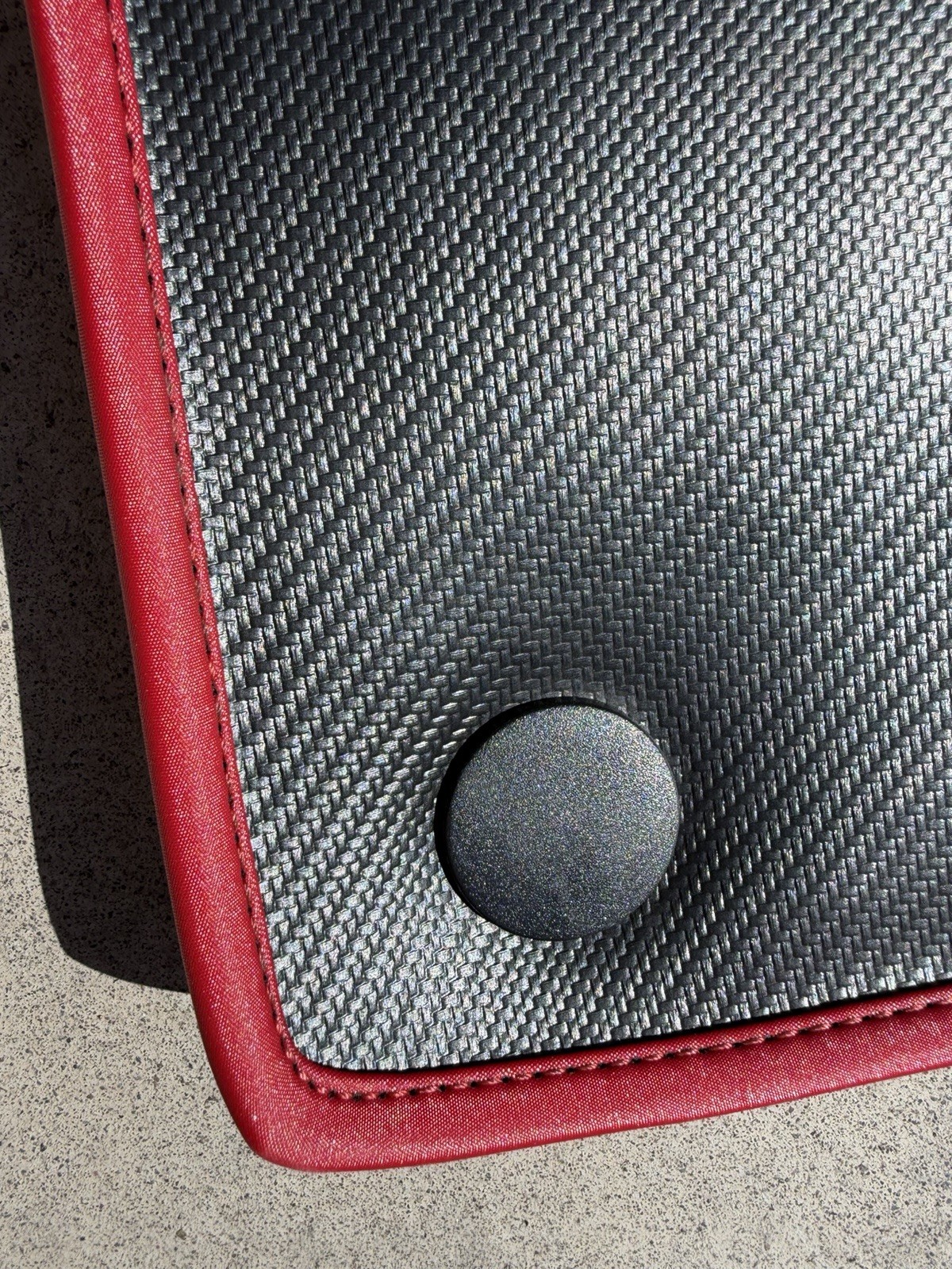 Ferrari 488 Spider Custom Floor Mats Set Of 2 Carbon Fiber Look Red Trim
