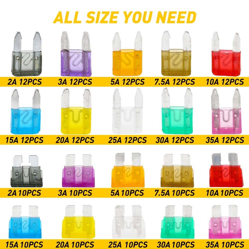 220PCS Car Fuse Kit Fuses Assortment Kit(2A/3A/5A/7.5A/10A/15A/20A/25A/30A/35A)