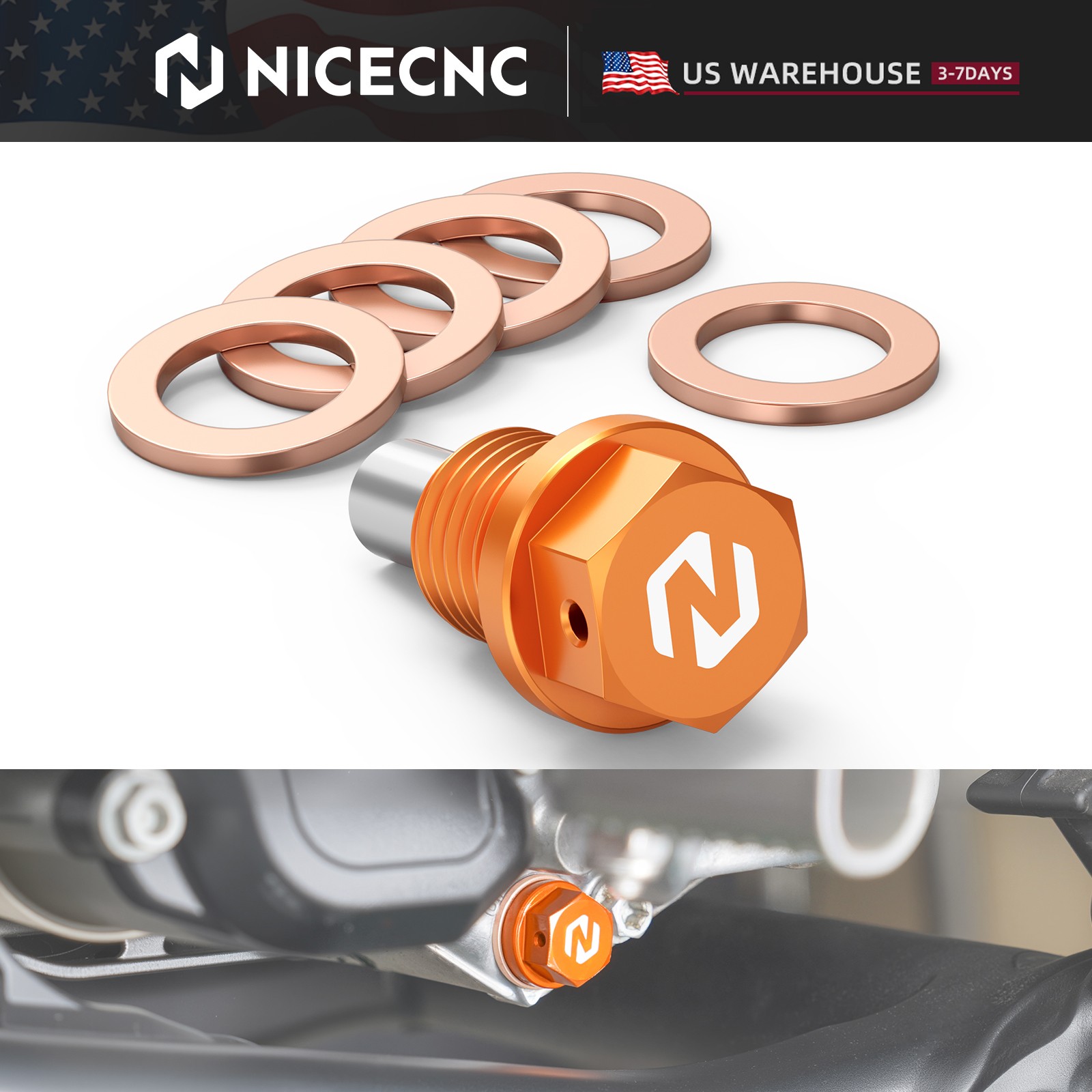 NICECNC Magnetic Oil Drain Plug Bolt For KTM 125-530 SX XC EXC F XC-W 1998-2025