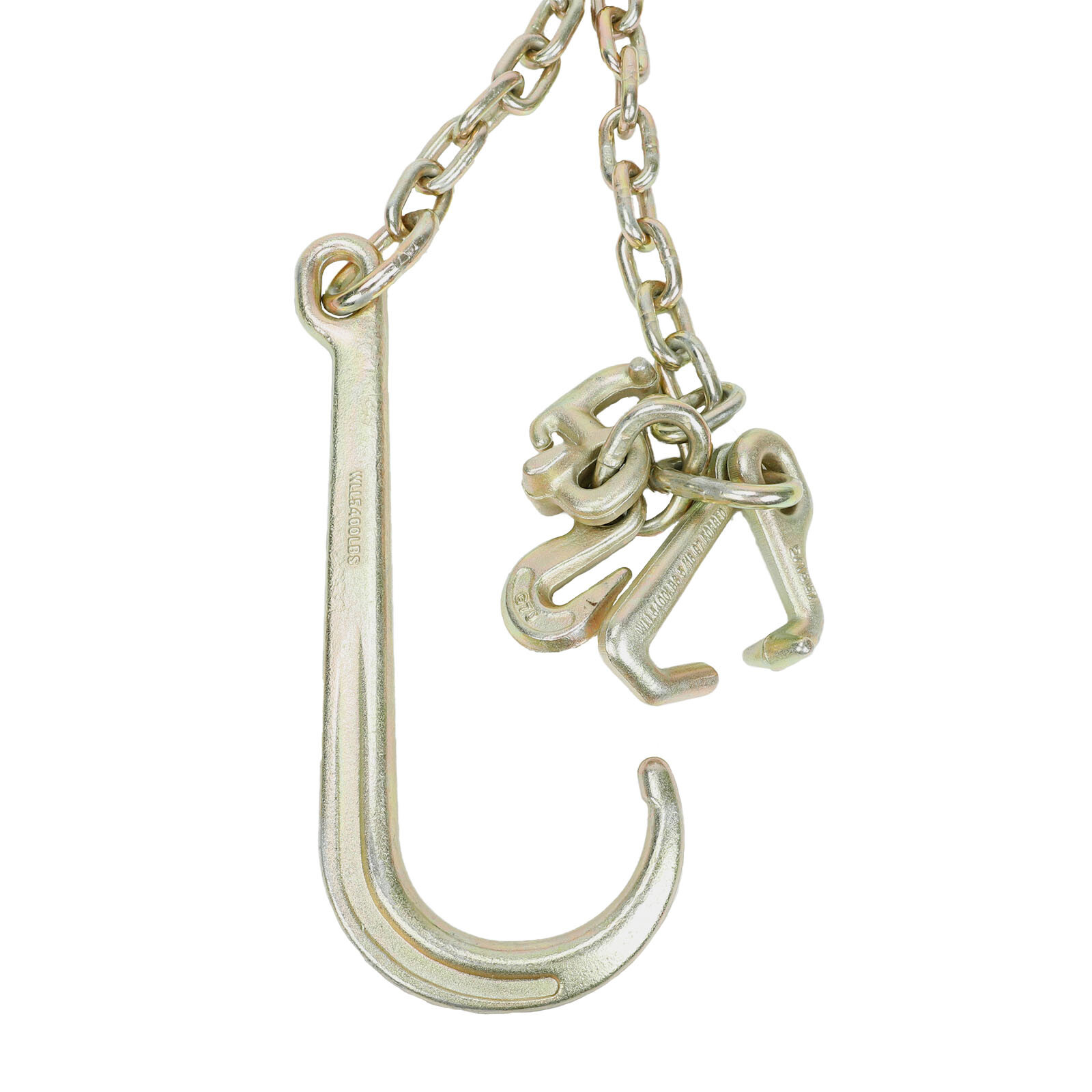 (2 Pack) 5/16″ x 6′ Long Shank 15″ J Hook Tow Chain w. RTJ Cluster & Grab Hook