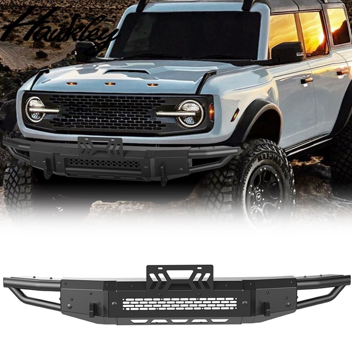 Textured Steel Front Bumper for 2021 2022 2023 2025 Ford Bronco Powder-Coated