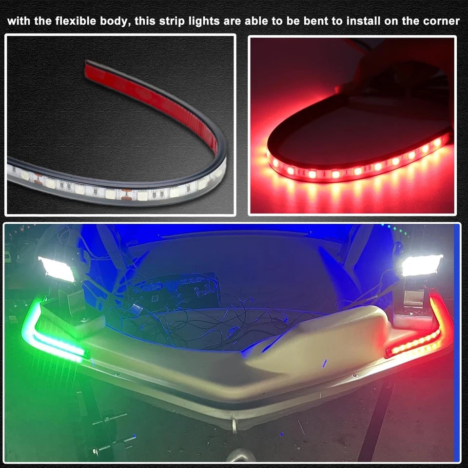 LED Boat Navigation Lights Red Green Marine Bow Lights Waterproof Strip