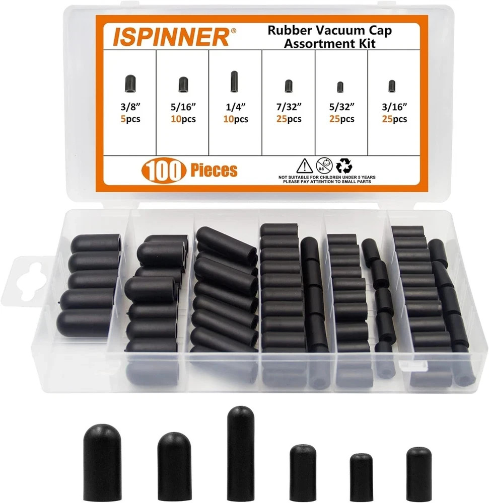 CARBURETOR & VACUUM RUBBER CAP PLUG ASSORTMENT KIT INTAKE VACUUM LINES 100pcs