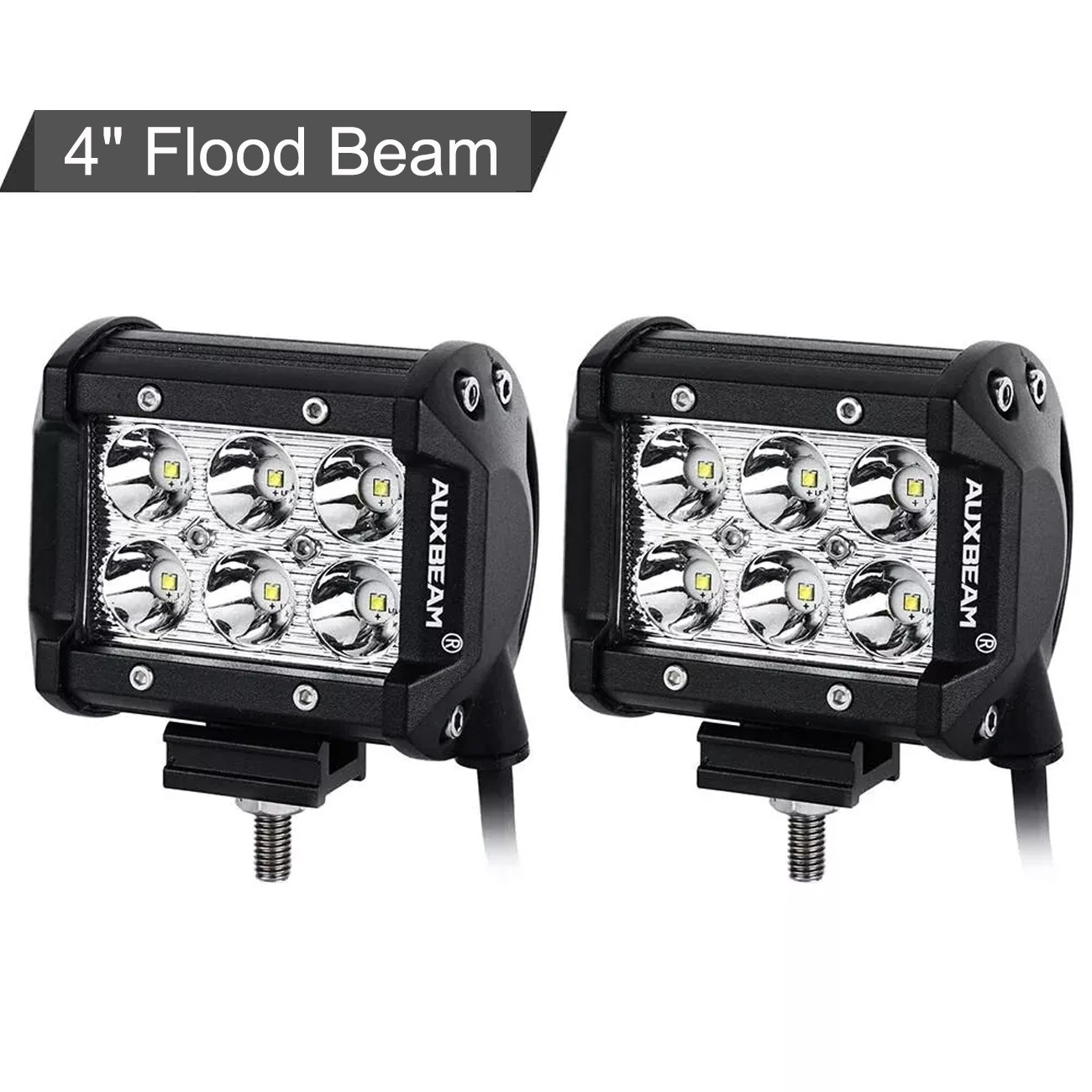 AUXBEAM 4″INCH 18W LED Work Light Bar Flood Pods Offroad Fog Lamp 4WD Pickup ATV