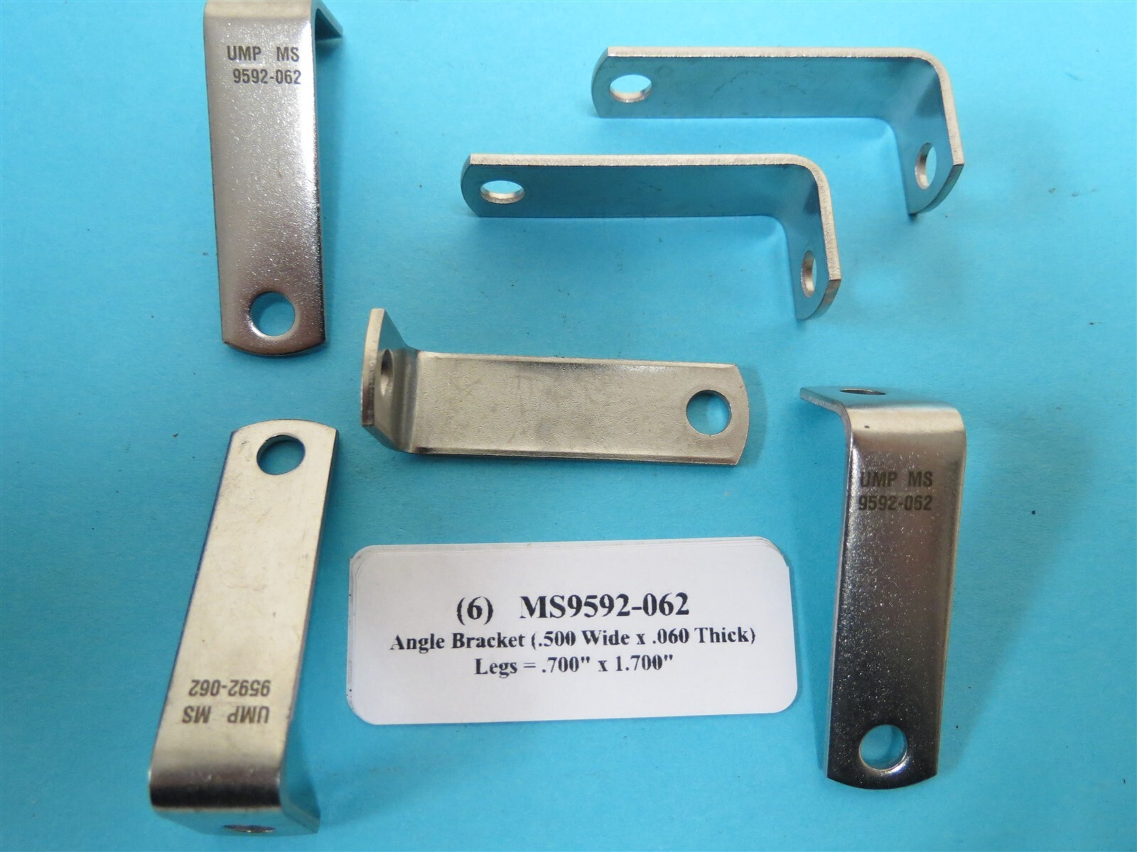 (6) Military Standard MS9592-062 Stainless Steel 90° Angle Bracket .700 x 1.700