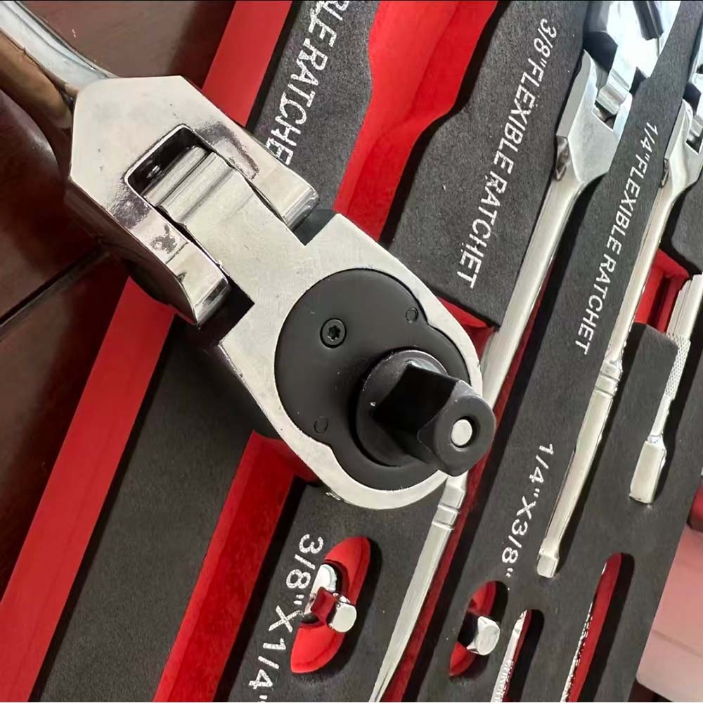 72-Tooth Flexible Handle Ratchet Wrench 10-Piece Set Includes 1/4-inch,3/8-inch