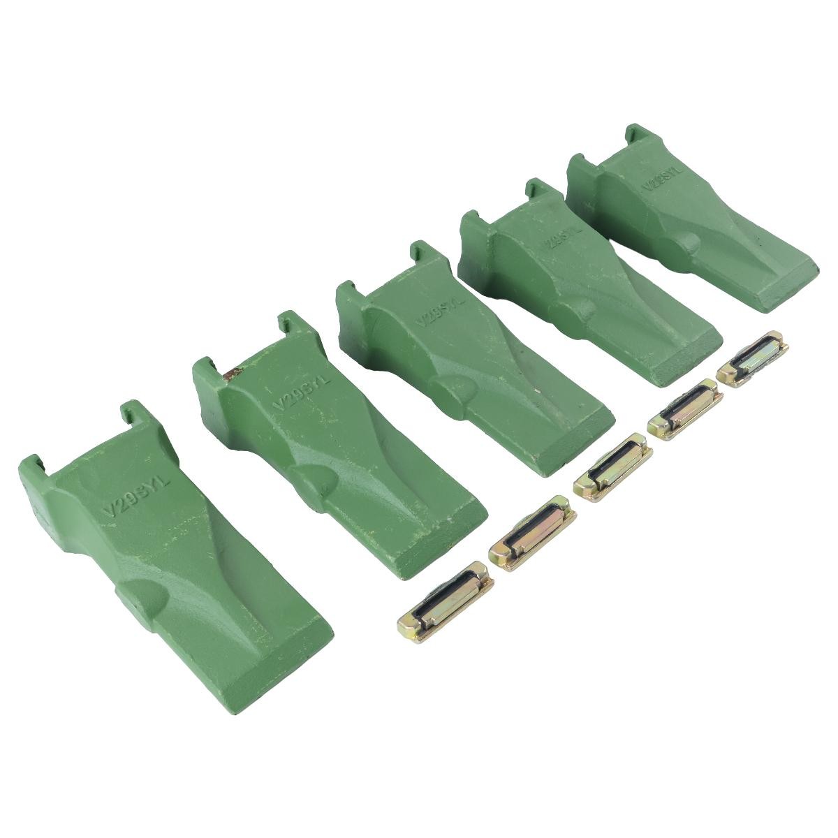 5 Pieces Bucket Digging Teeth V29SYL with Flex Pin V29PN for Excavator