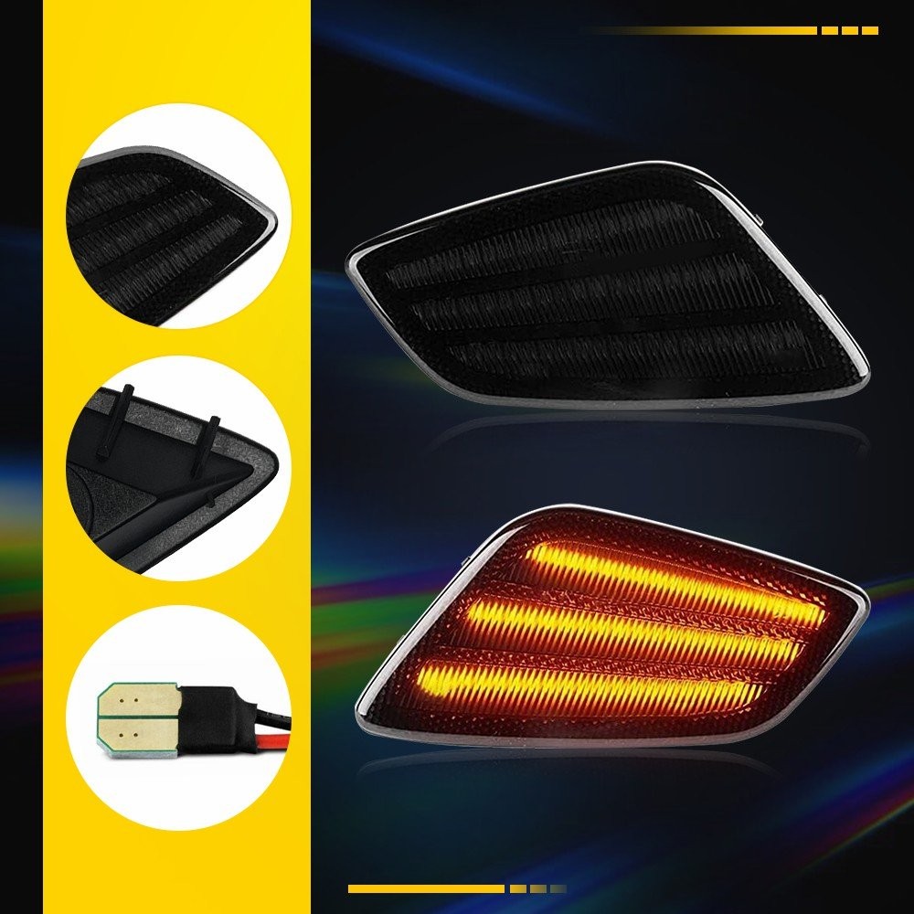 For Jeep Wrangler TJ 1997-2006 Smoked Bumper Signal Fender Side Marker Light 4PC
