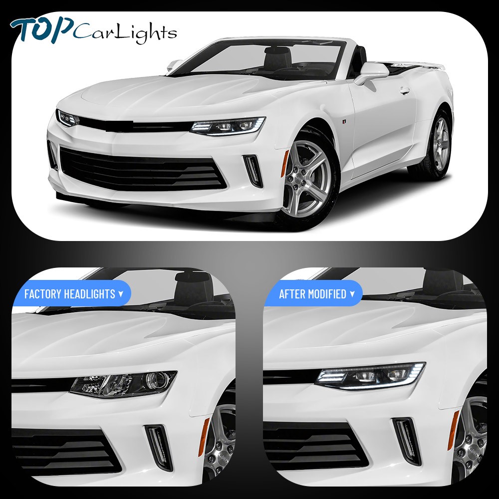 VLAND LED Headlights + Smoked Tail Lights For Chevrolet Chevy Camaro 2016-2018