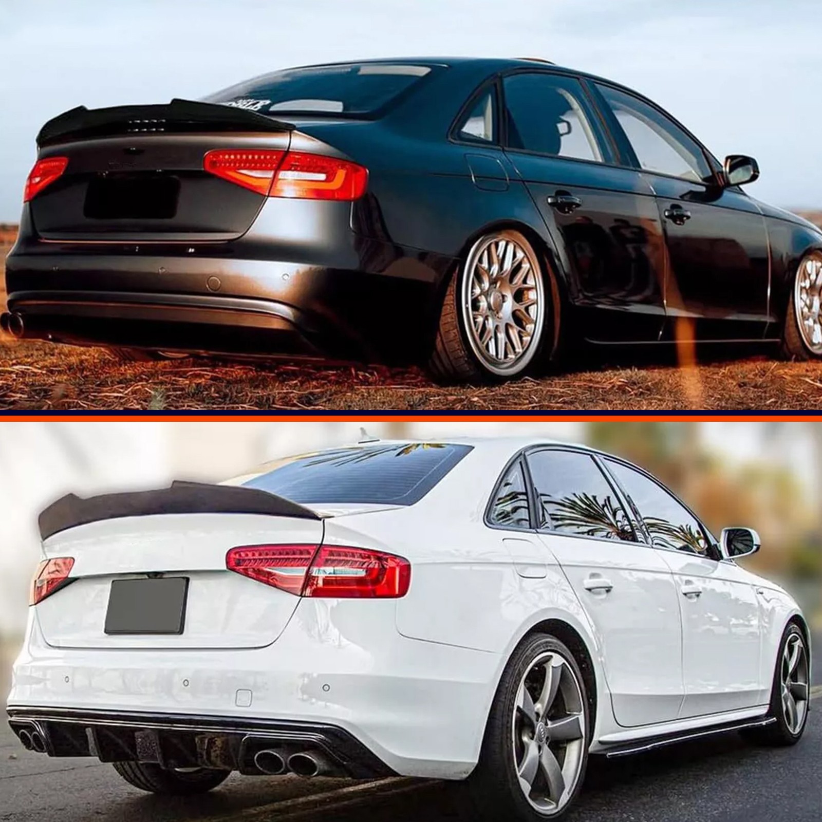Rear Trunk Spoiler Wing for 2017-2024 Audi A4 S4 B9 Sedan High Kick Glossy Black