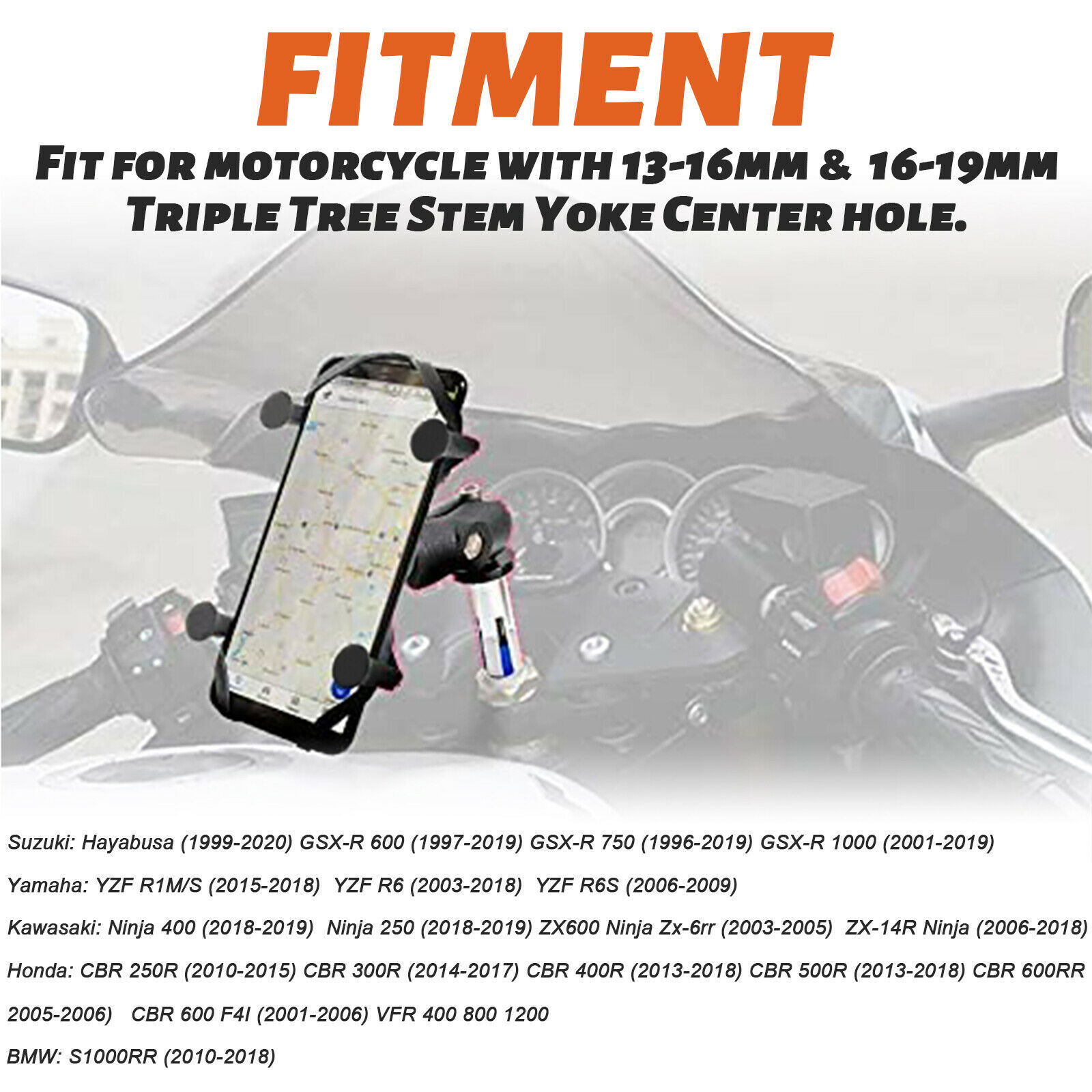 GPS Phone Holder Mount Frame Bracket For Suzuki HAYABUSA GSX 1300R 1999-2022
