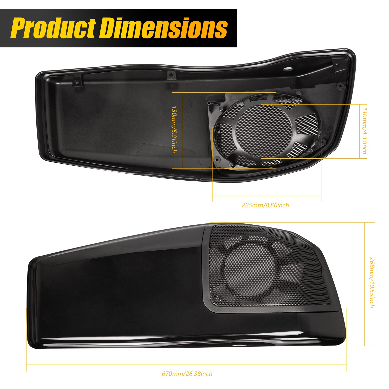 Rockford Fosgate 6×9″ Vivid Black Saddlebag Lids Grilles for Harley CVO FLHXSE