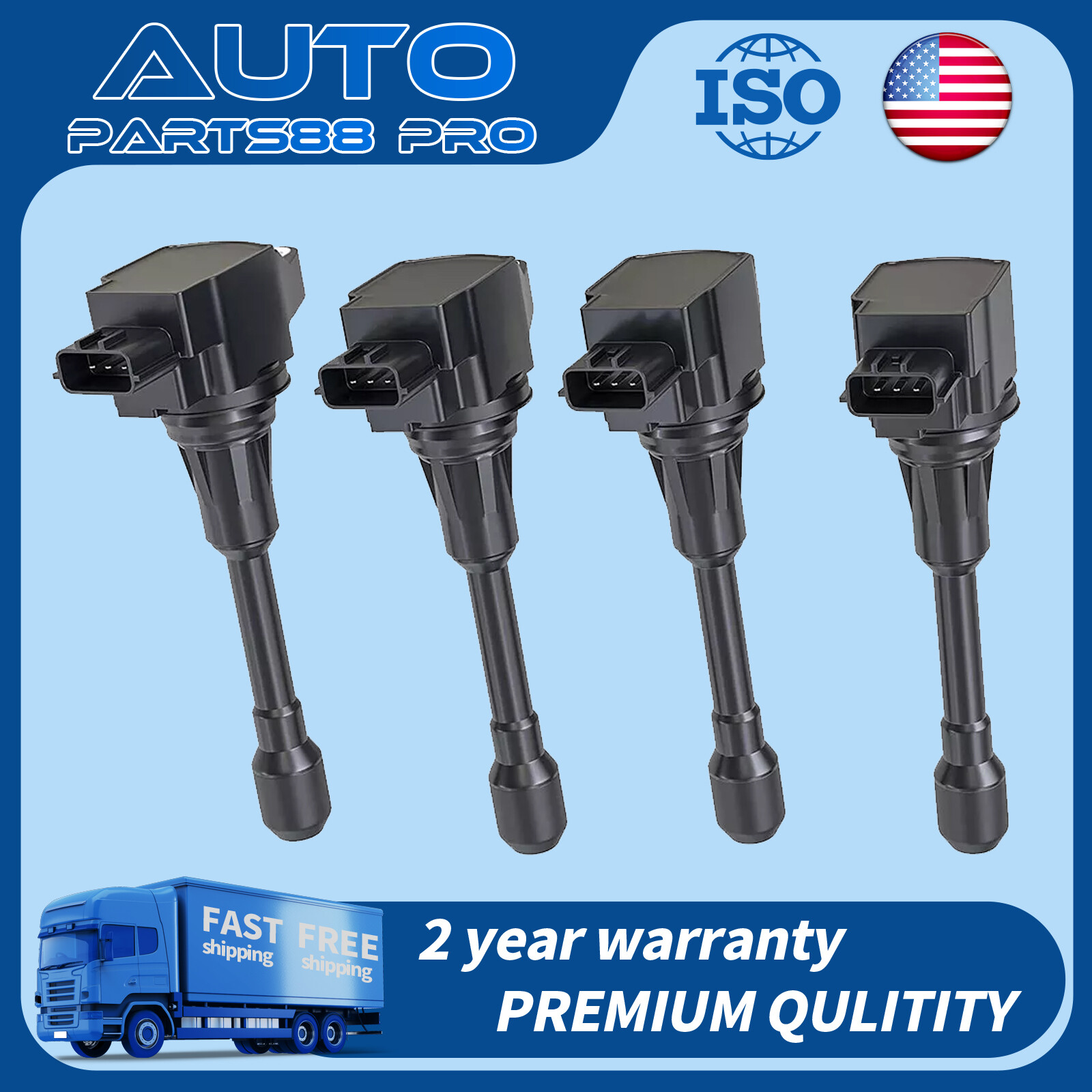 UF549 4X Ignition Coils for Nissan Sentra Altima Cube Rogue Infiniti FX50 2.5L