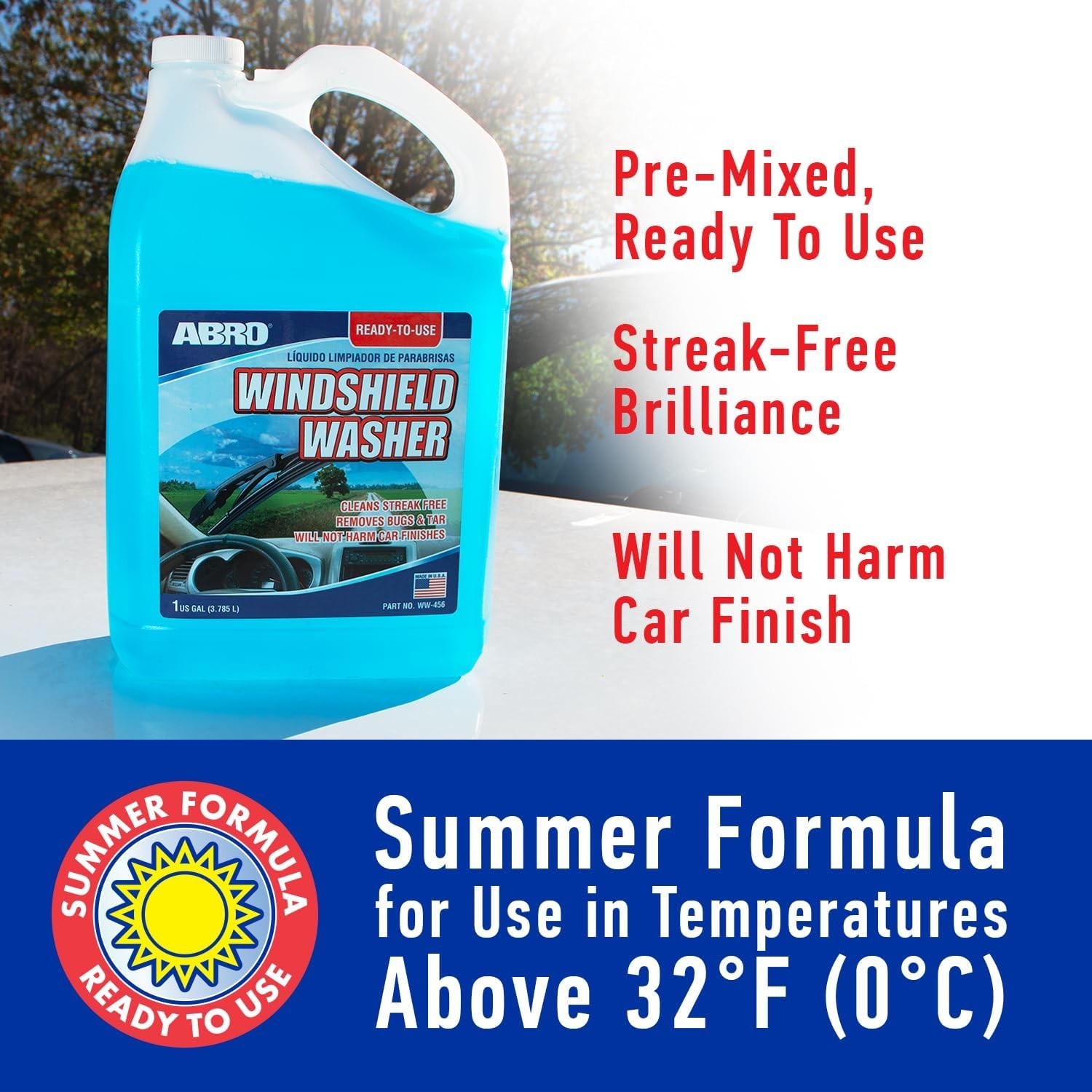 Windshield Washer Fluid Ready to Use Formula – 1 Gallon, Pre-Mixed, Streak-Fr…