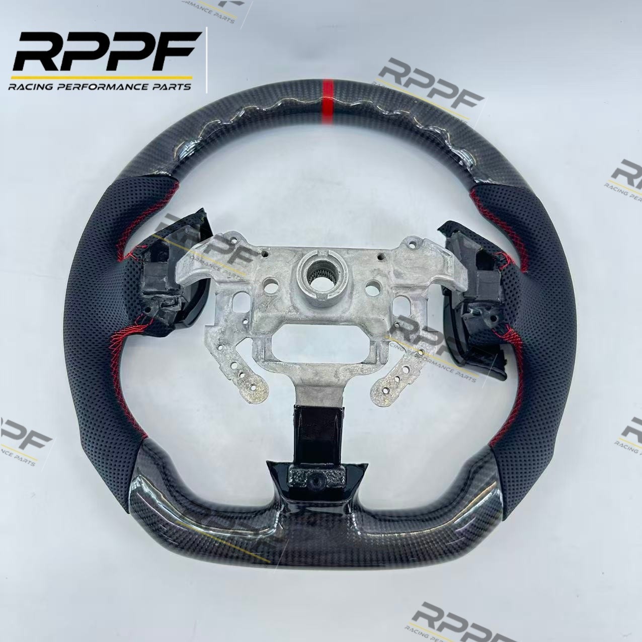 RPPF Carbon Fiber Steering Wheel Black Leather For Acura TSX 2004 2005 2006-2008