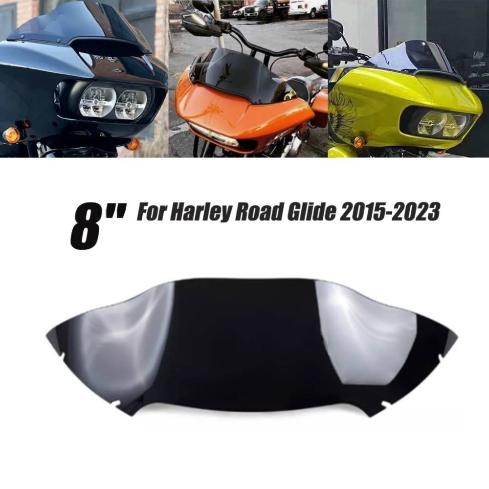 8″ Black Wave Windshields Windscreen Fit For Harley Road Glide FLTRX 2015-2023