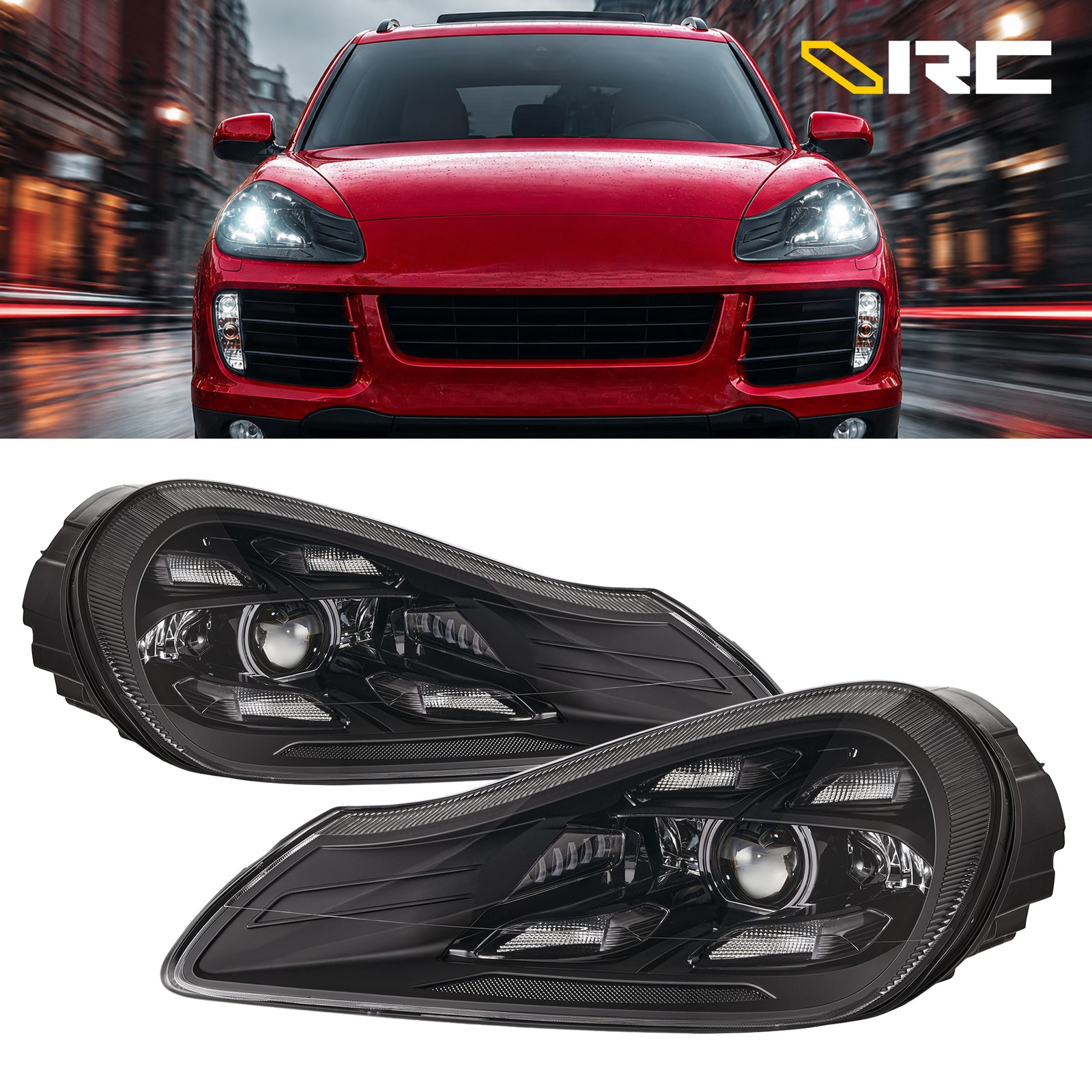 Pair Matrix LED Headlights DRL Assembly Upgrade For Porsche Cayenne 957 2007-10