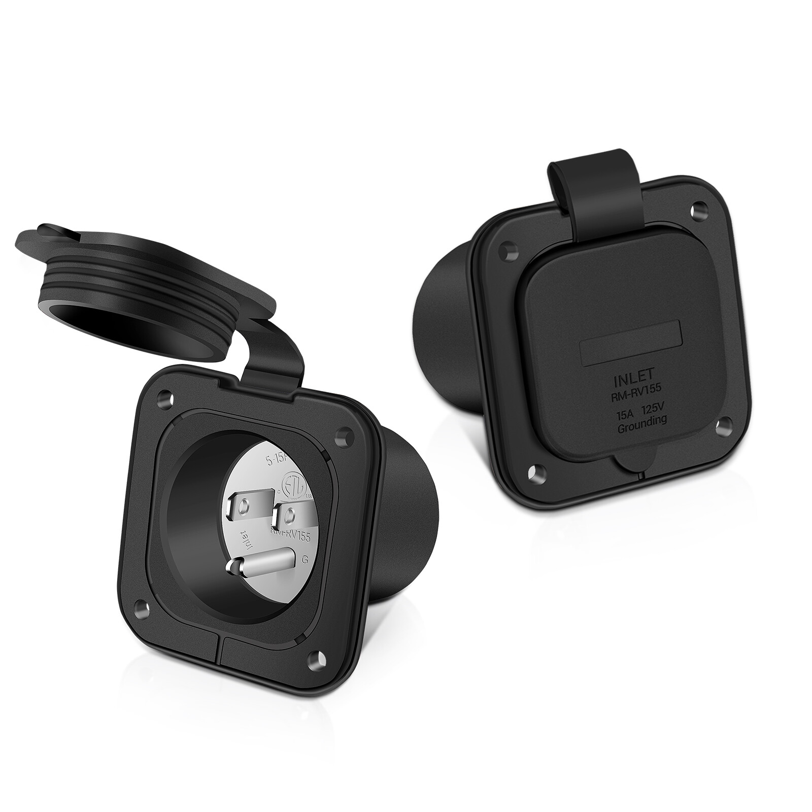 MICTUNING NEMA 5-15 15A 125V AC Power Inlet Flanged Inlet for RV/Camper Trucks