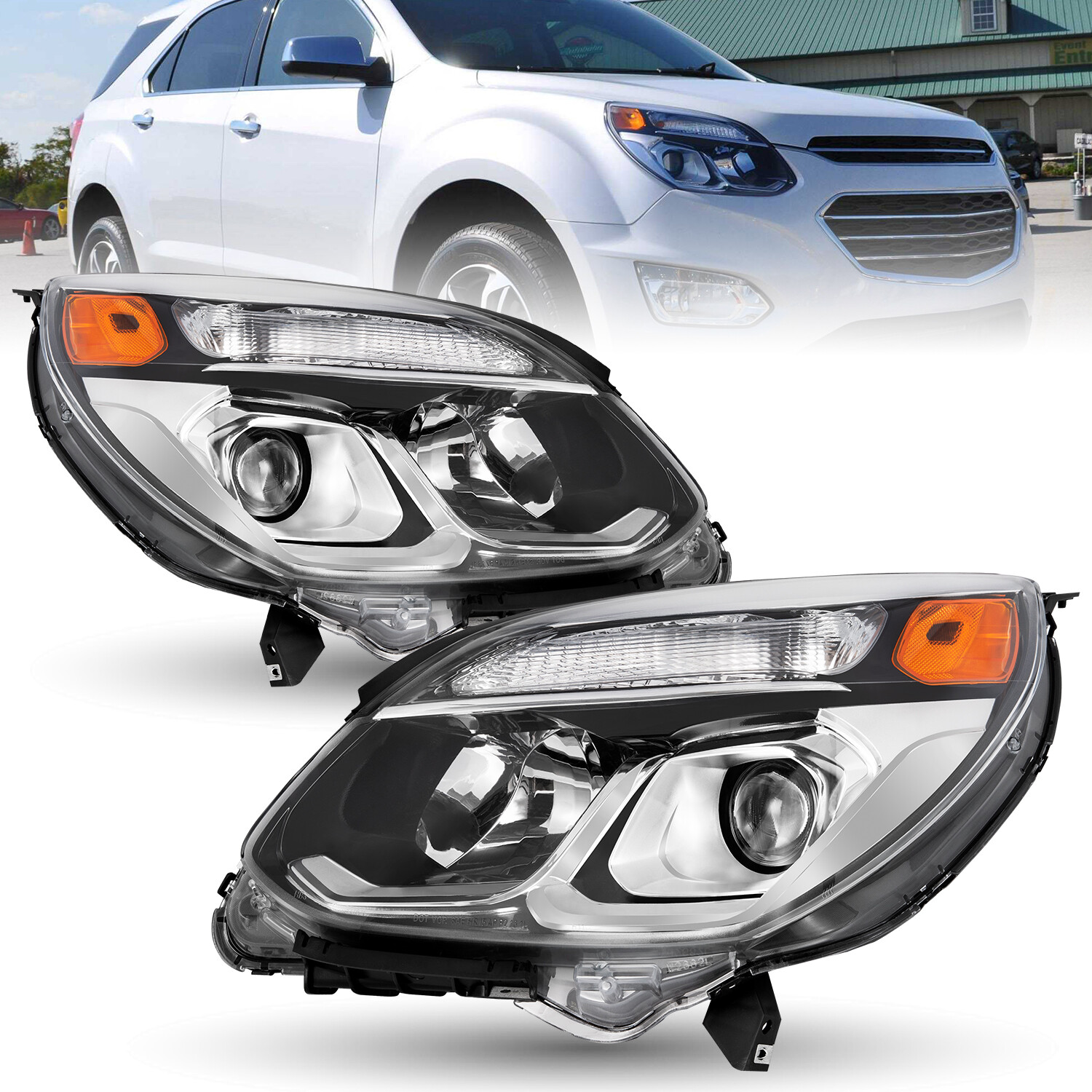 For 2016-2017 Chevy Equinox Halogen Chrome Headlight 16 17 Headlamp Assembly