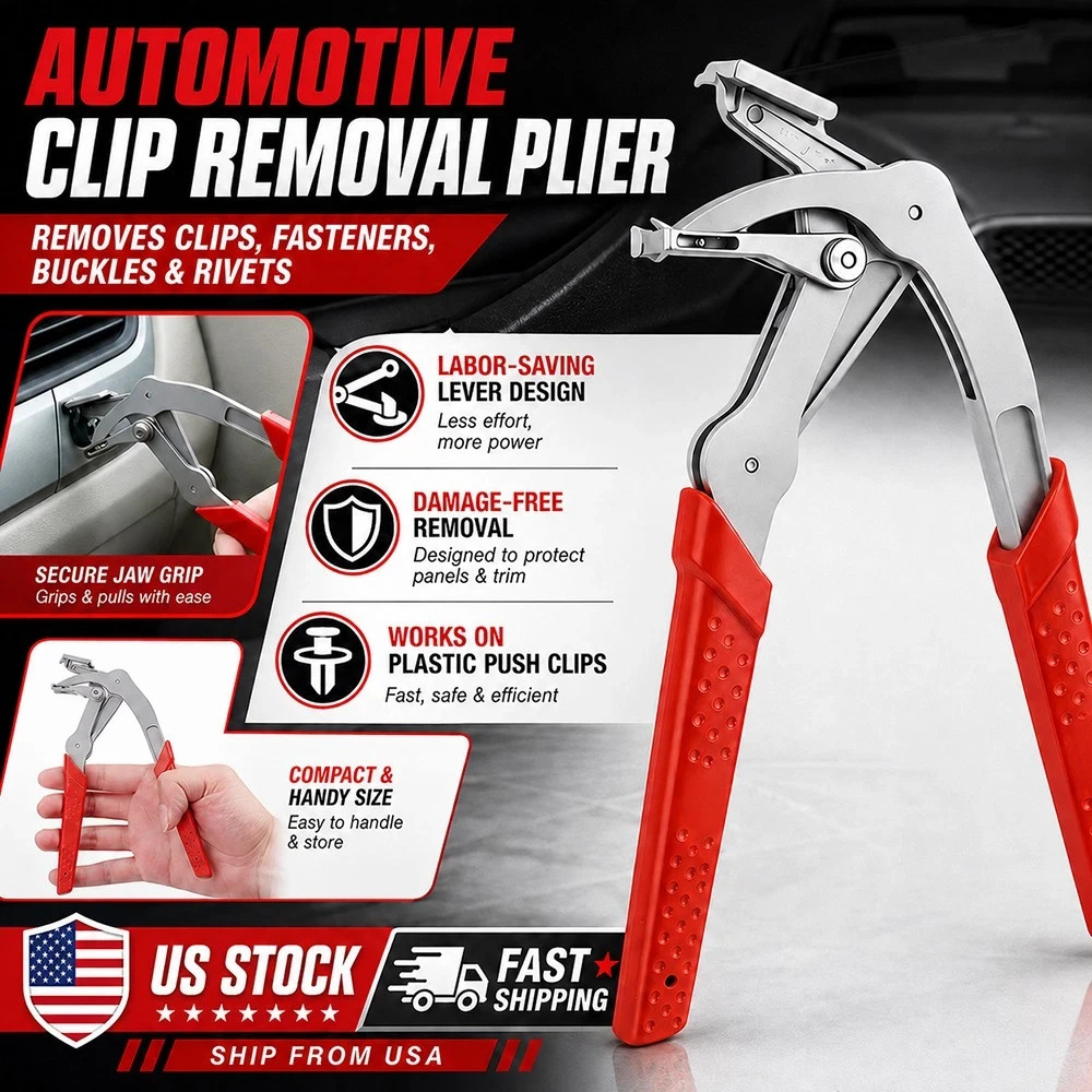 Car Clip Pliers Spring-Loaded Fastener Rivet Remover Tool for Auto Door Panels