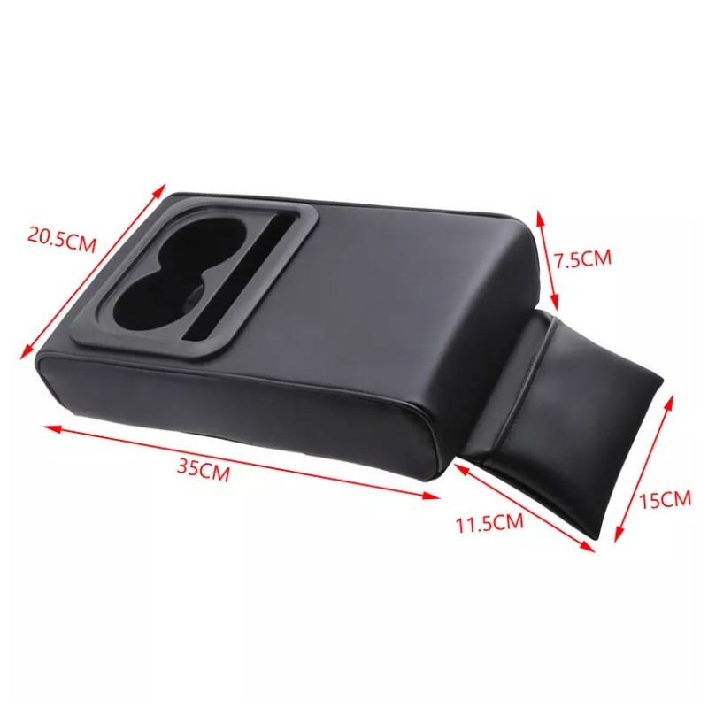 Universal Car Center Console Armrest Cushion Pad W/ Cup Holder Storage Organizer