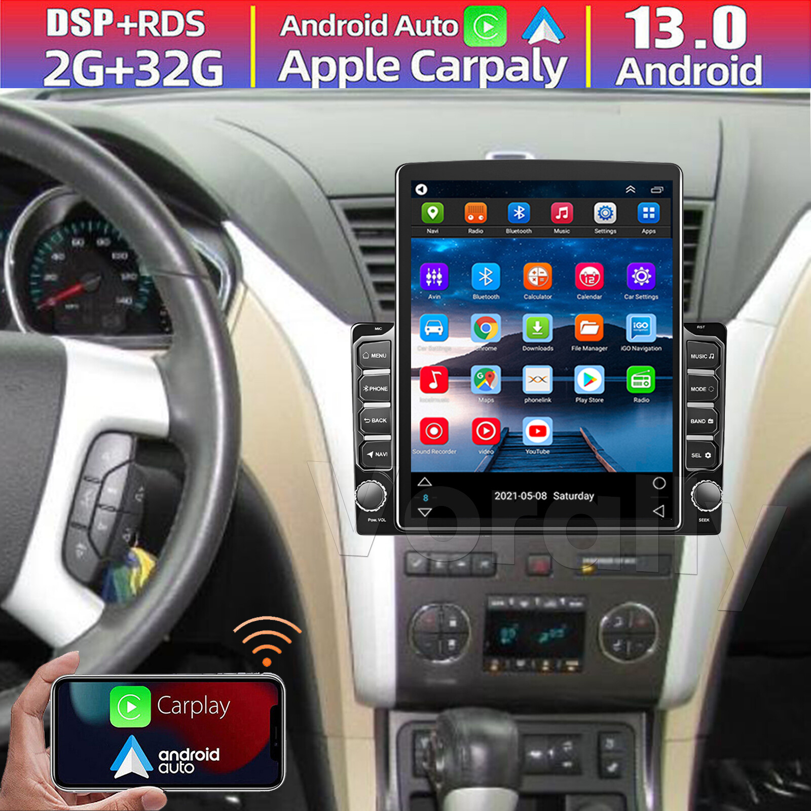 Carplay For Chevrolet Traverse 2009-2012 Android Car Stereo Radio GPS Head Unit