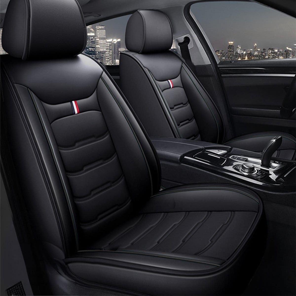 2-Seats Car Seat Covers PU Leather Front Cushion Full Set Universal AB