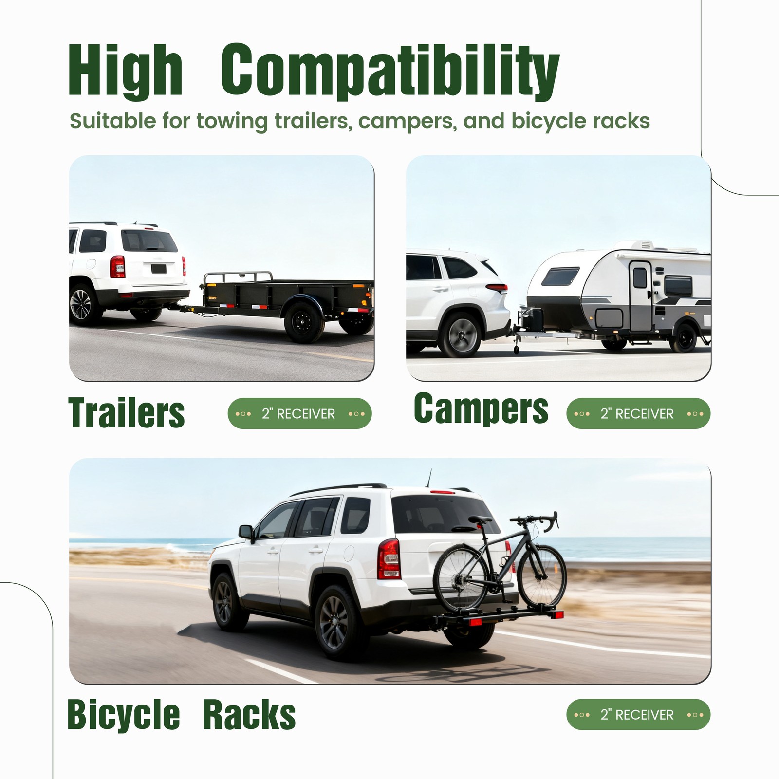 4000 LBS 2″ Receiver Class 3 Trailer Hitch Steel For Jeep Patriot Compass 11-17