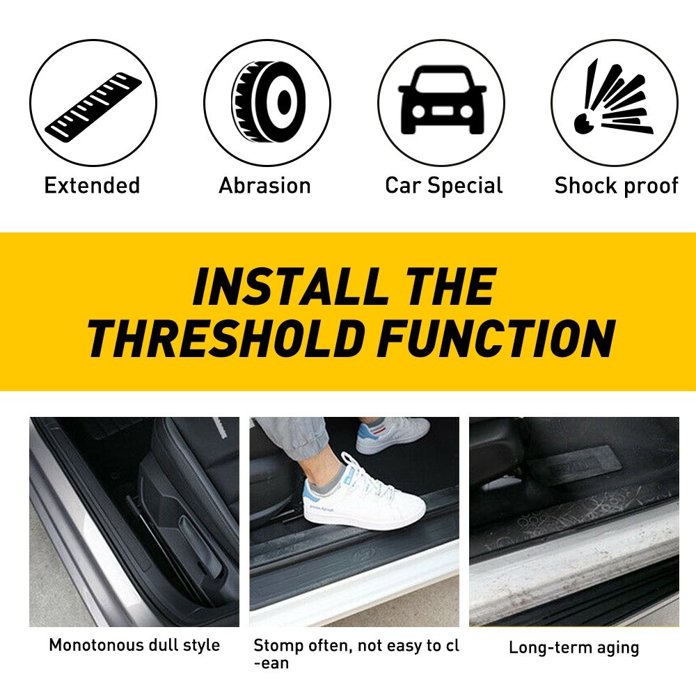 4x Carbon Fiber Car Door Plate Sill Scuff Cover Anti Scratch Sticker USA Stock