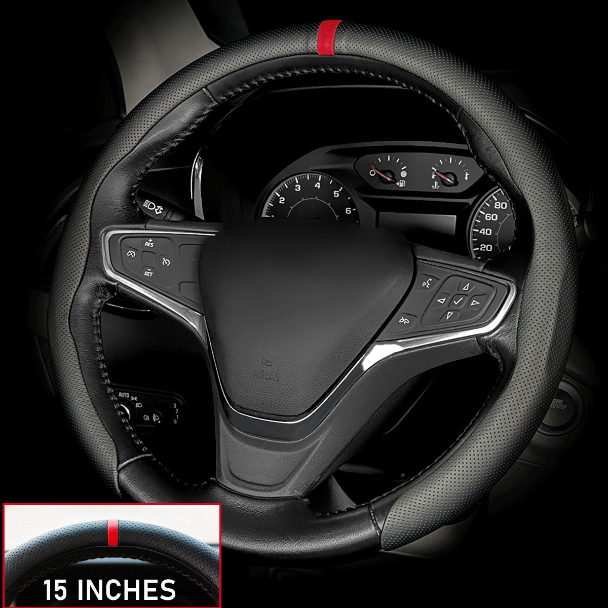 2026 Steering Wheel Cover Leather Protector For GMC 14.5-15” Interior Upgrade