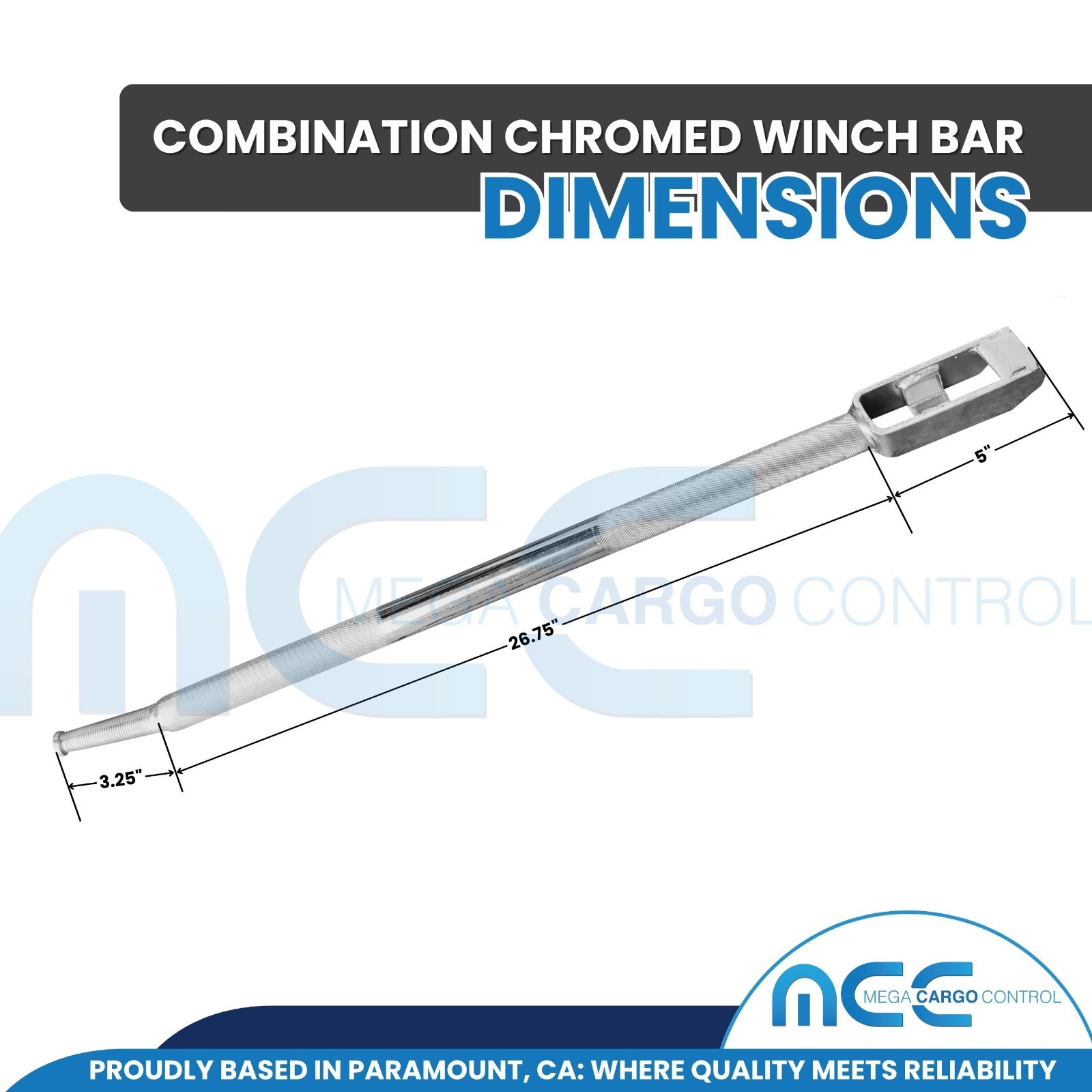 1 Pack Chrome 35″ Combination Winch Bar for Flatbed Trailer Tie Down Strap