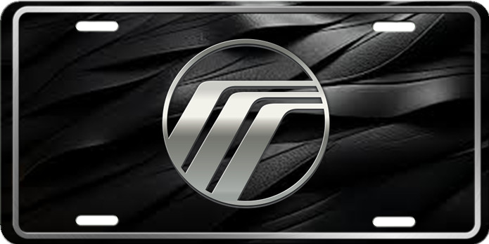Lincoln Mercury Logo Metal Aluminum Vanity License plate Tag Silver on Black