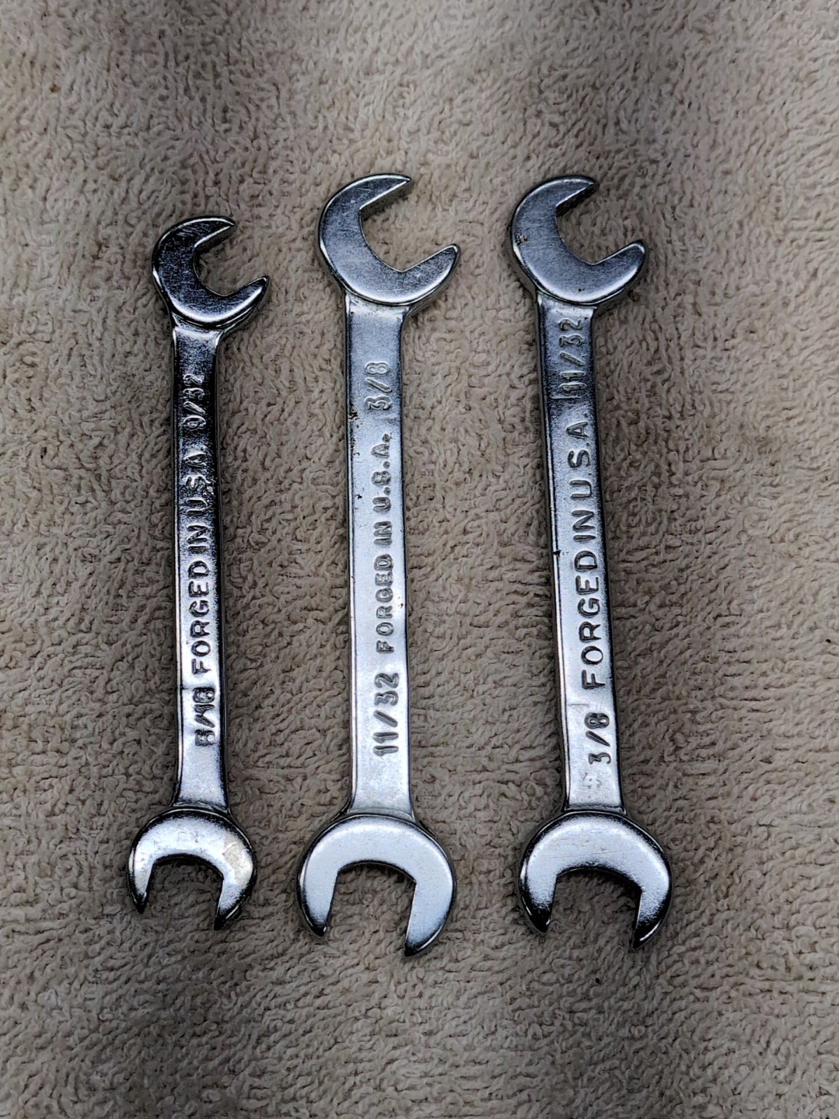 Indestro Super SAE 4 Way Angle Open End Ignition Wrench Set No. 888 Vtg USA
