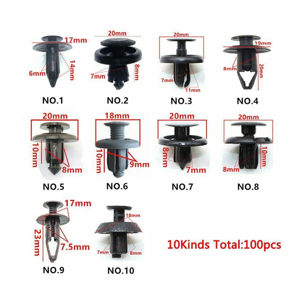 100PCS Trunk Screw Rivets Set Car Bumper Fender For Plastic Fastener Clips Set