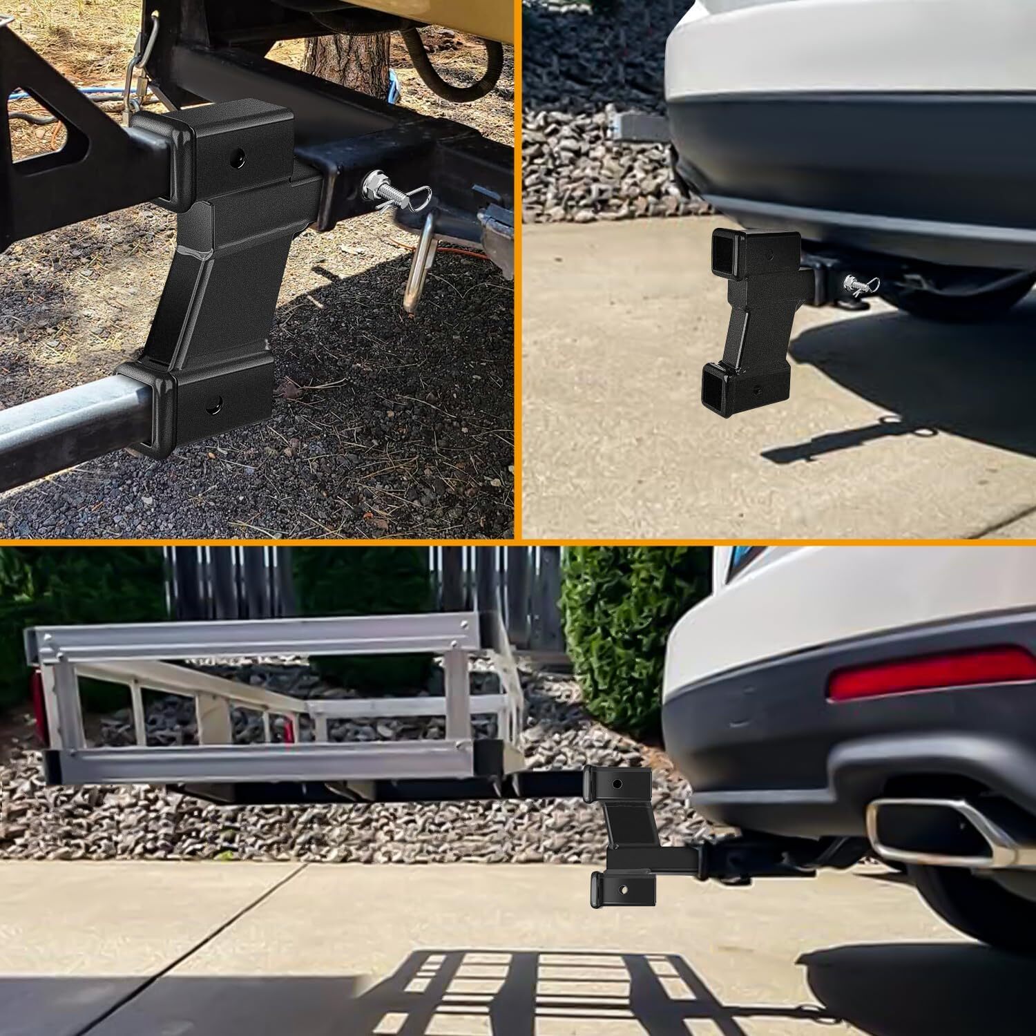 Nilight Trailer Dual Hitch Extender for 2 Inch Receiver with 2 Inch 6 Inch Rise