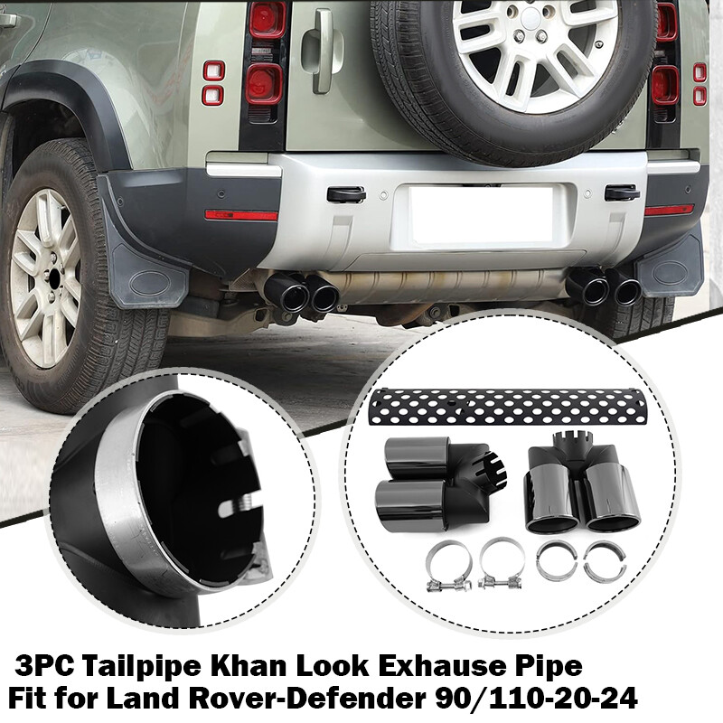 Rear Tail Pipe Throat Exhaust Khan Look Set For LR Defender 110 90 130 2020-2025