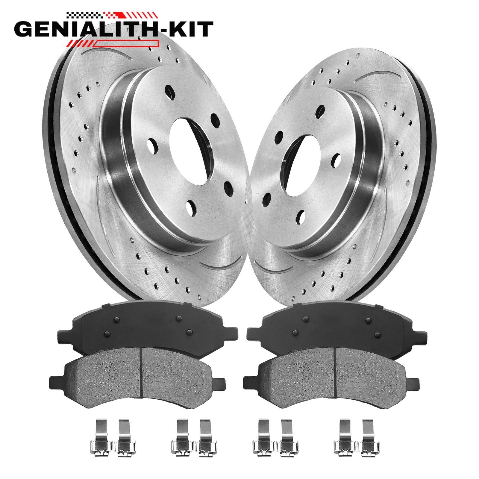Front Drilled Rotors Ceramic Brake Pads for 2011 2012 2013 2014- 2018 Ram 1500