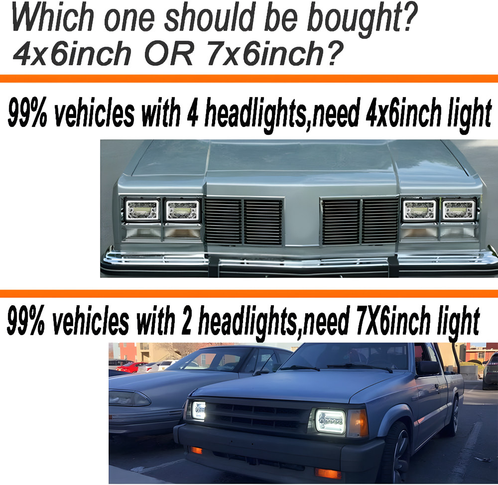 4PCS 4×6″ LED Headlights Hi/Lo Beam Fit Chevrolet Camaro Iroc-Z Z28 RS 1982-1992