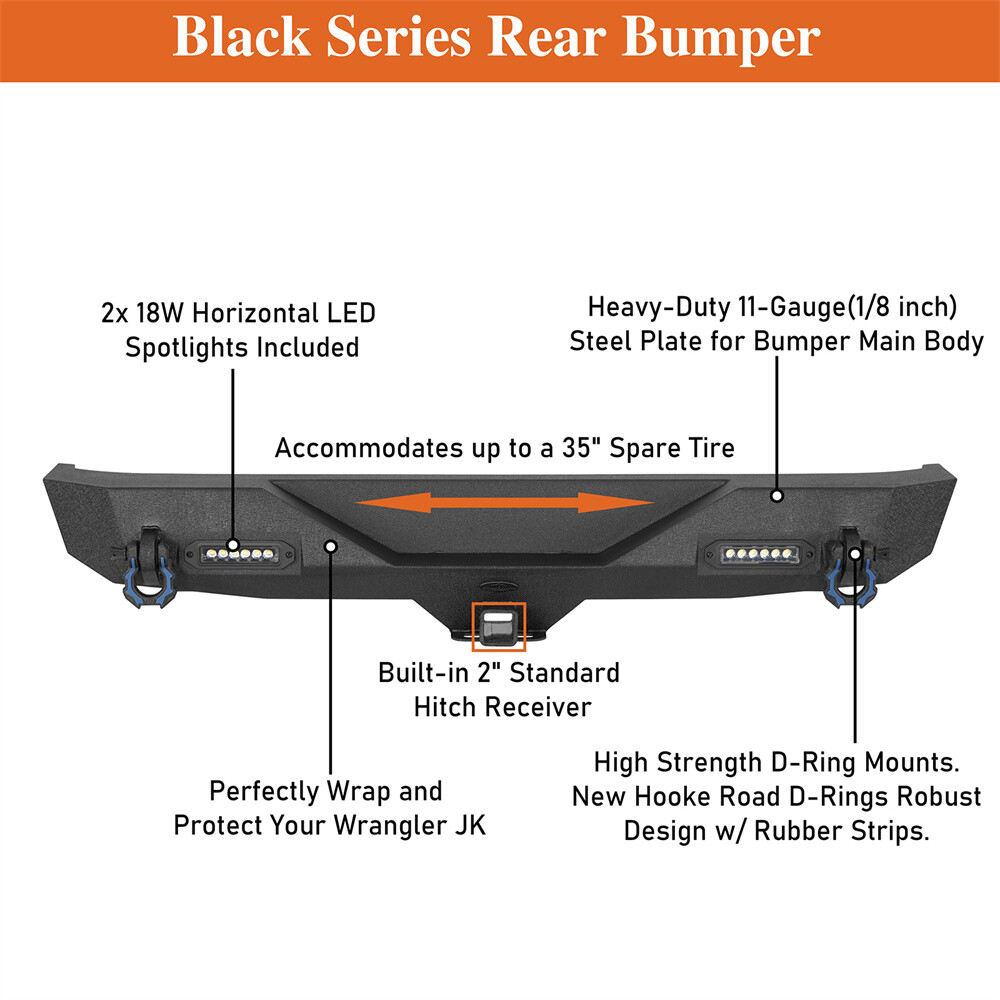 Steel Front Winch Bumper / Rear Bumper Fit 2007-2018 Jeep Wrangler JK 2/4-Door