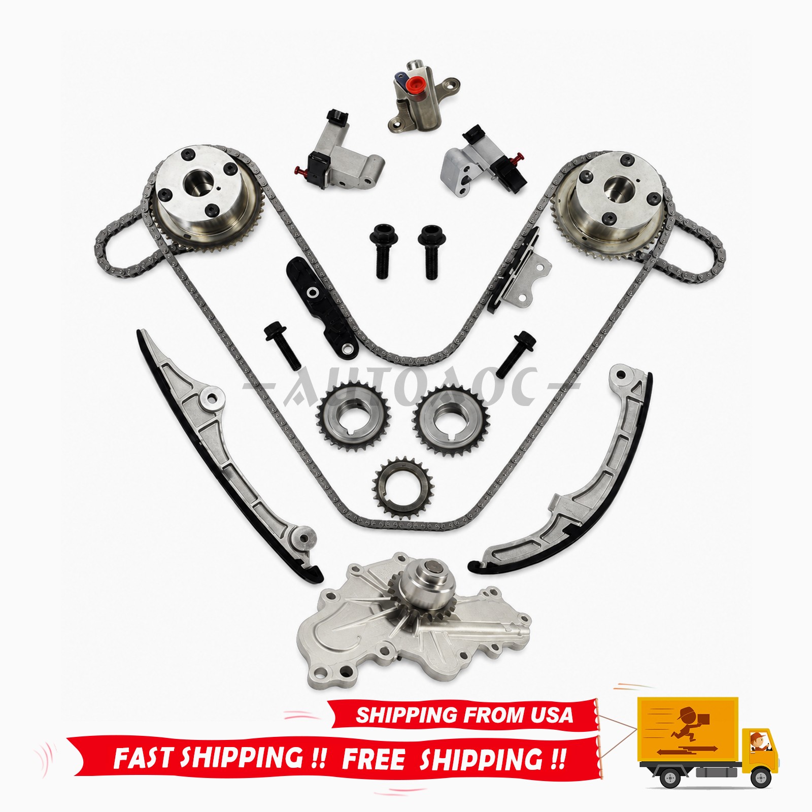 VVT Sprocket Timing Chain Kit For Mazda Ford CX-9 Explorer Flex Taurus 3.5L 3.7L