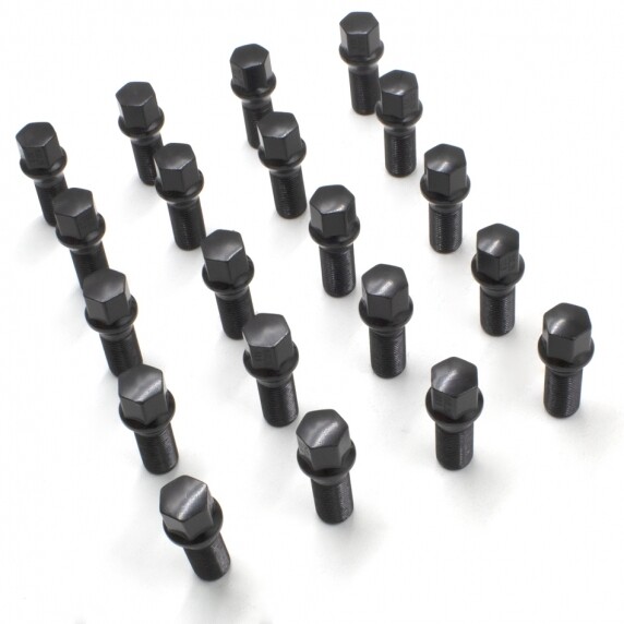 20x Cone Seat 15×1.25 Lug Bolts 28mm Shank Black For 2020 Mercedes Benz GLE GLS