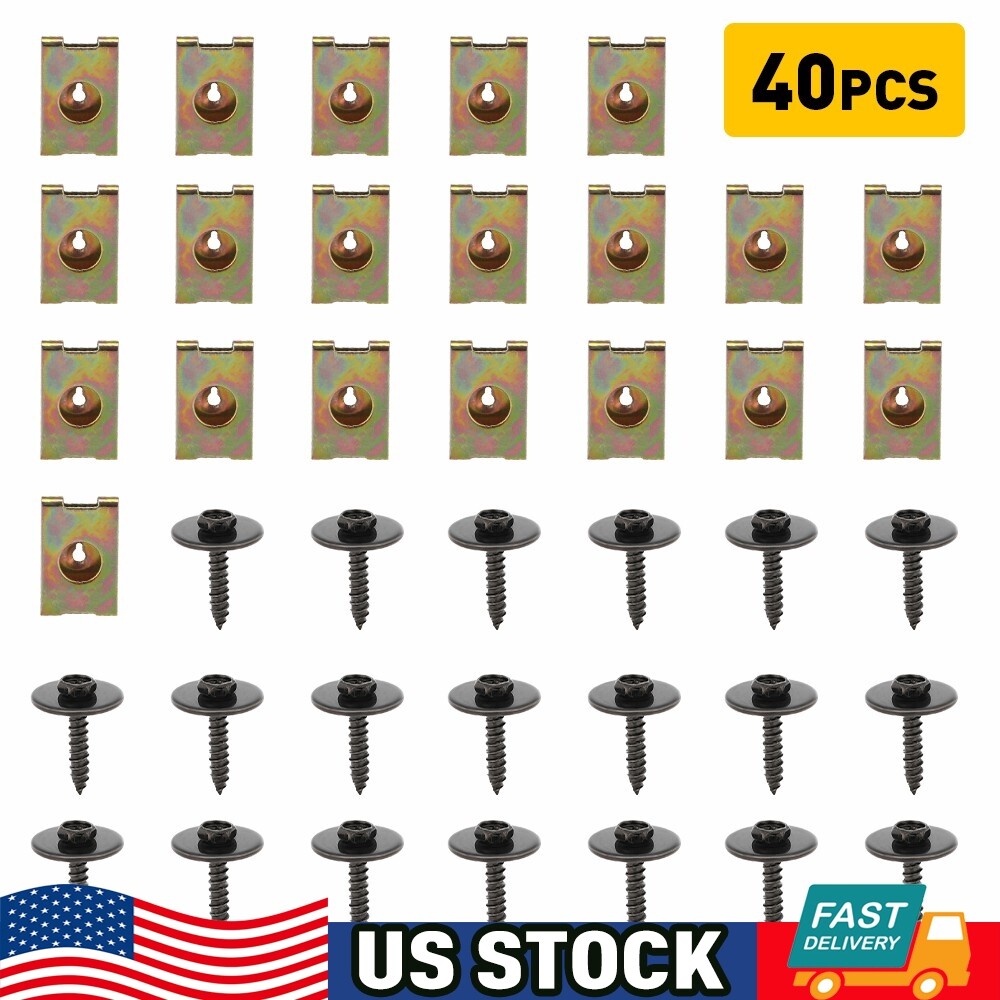 40pc Engine Splash Shield Guard Bumper Hardware Body Bolt U-nut Screw Clip Rivet