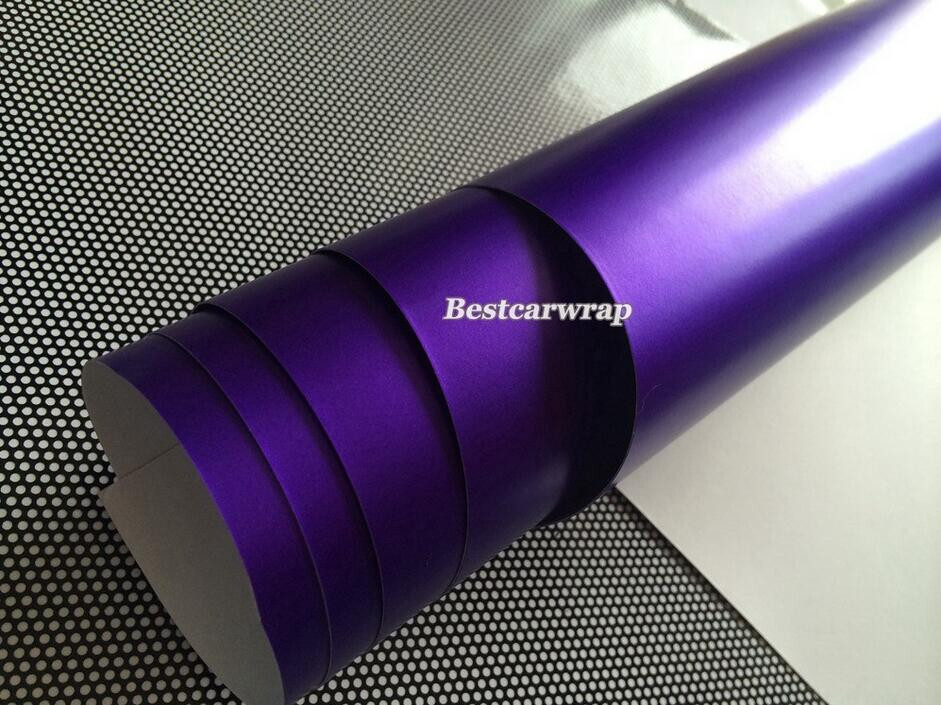 50FT x 5FT Metal Satin Matte Chrome Purple Vinyl Car Wrap Covering Film Graphics