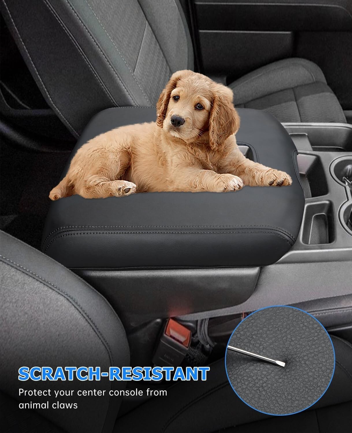 INTGET Armrest Cover for 2019-2024 Chevy Silverado GMC Sierra Center Console Lid