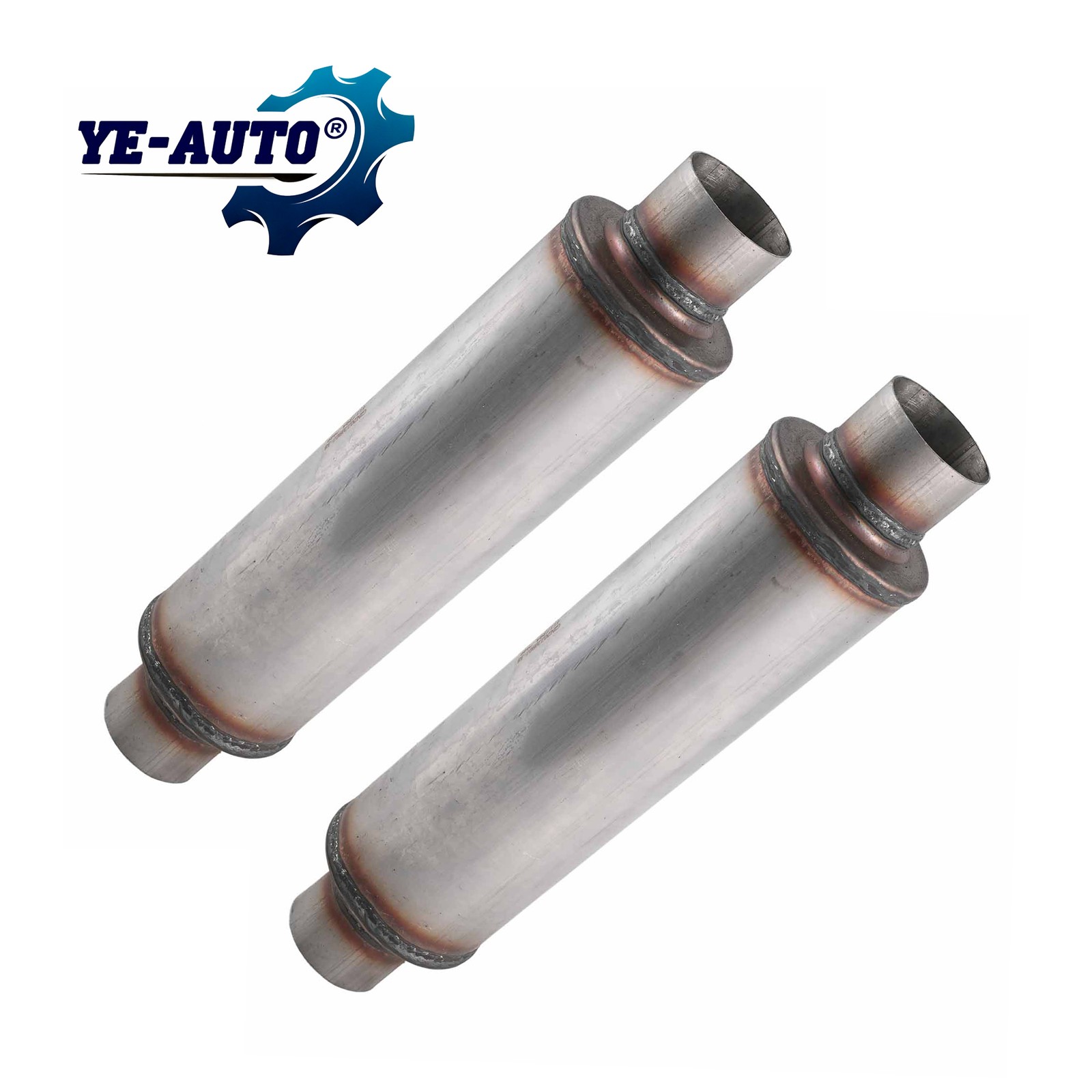 71416 Performance Exhaust Muffler 2.50 In/Out Center Round Moderate Sound 2 Pack