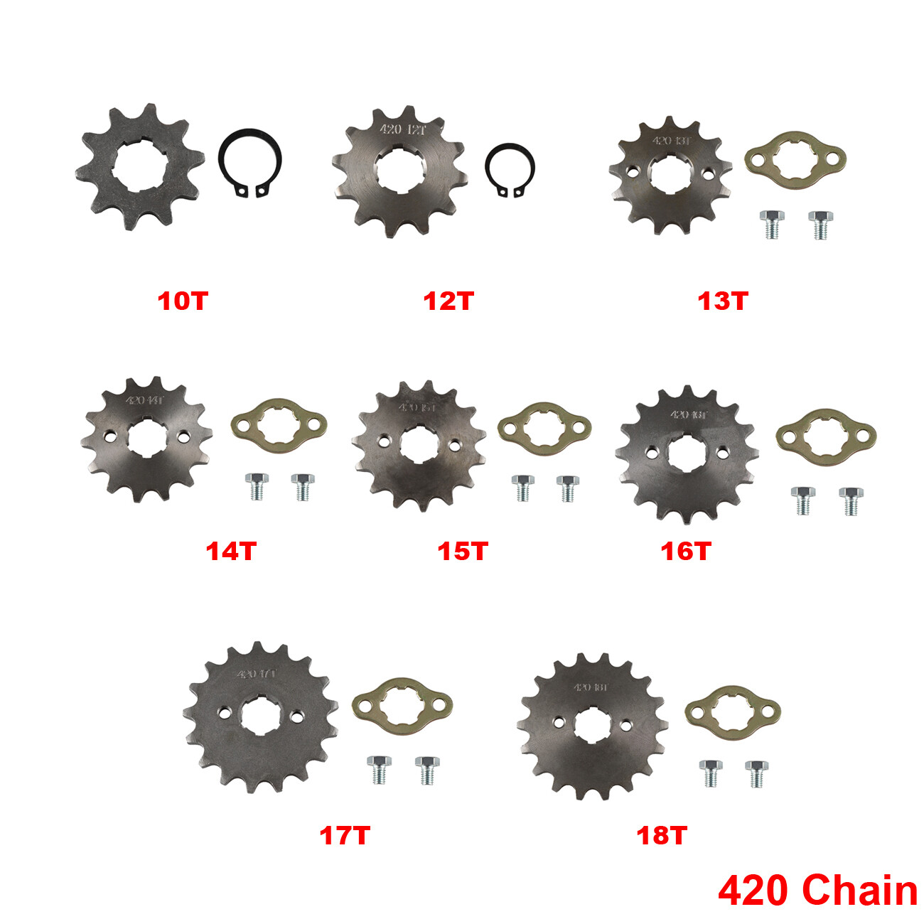 420 Chain 20mm 10T-18T Front Sprocket For ATV Pit Bike Lifan YX Loncin 125 140cc